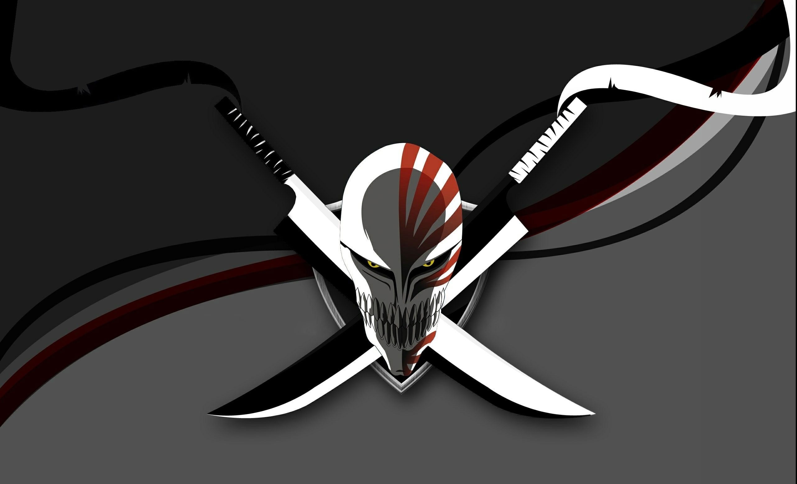 black background, success, shiny, achievement, design, red, silver colored, no people, shape, 2K, anime, Bleach, studio shot, cut out, single object, metal, HD Wallpaper