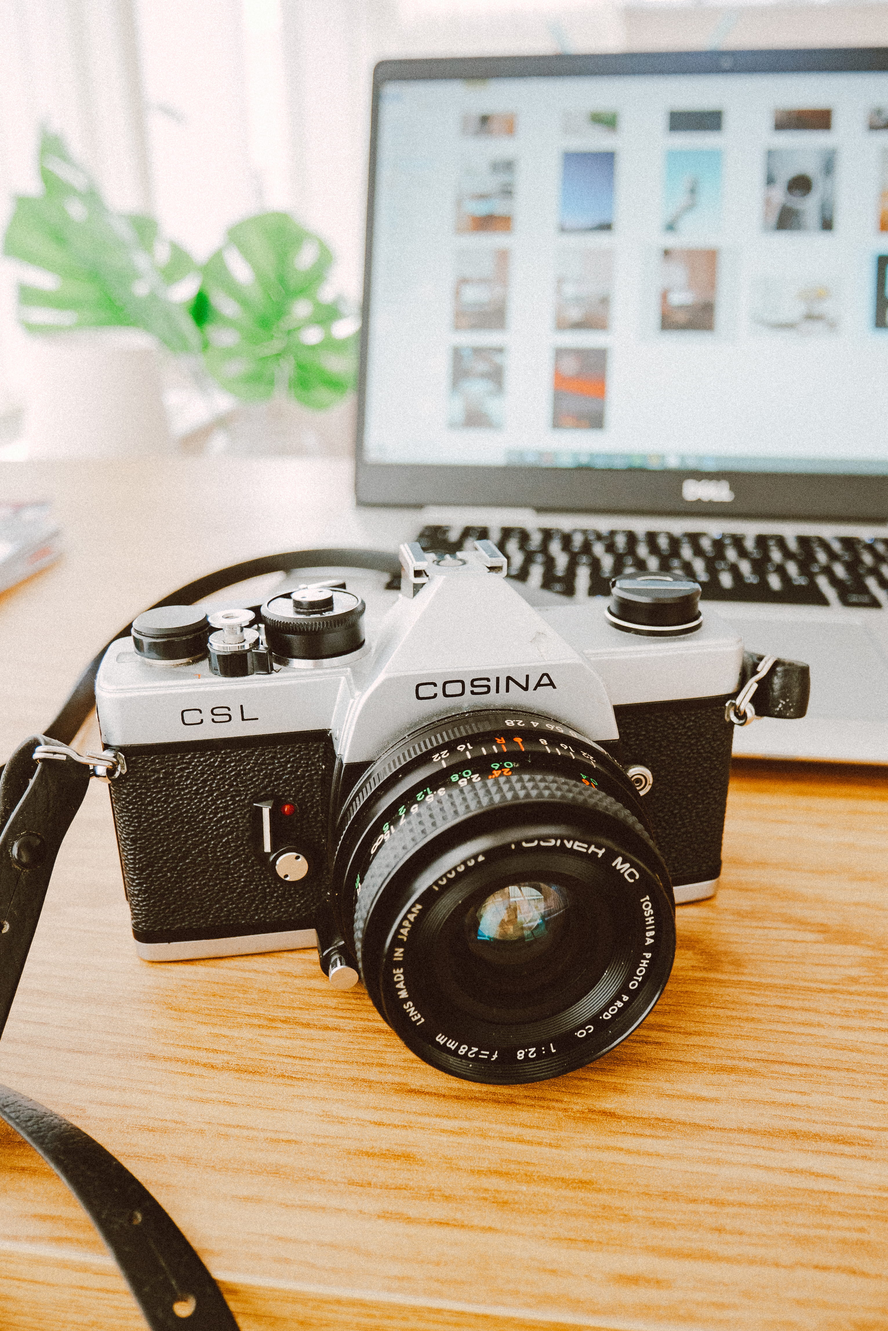 high angle view, technology, lens - optical instrument, retro styled, laptop, focus on foreground, photographic equipment, indoors, lens, equipment, still life, Phone HD Wallpaper