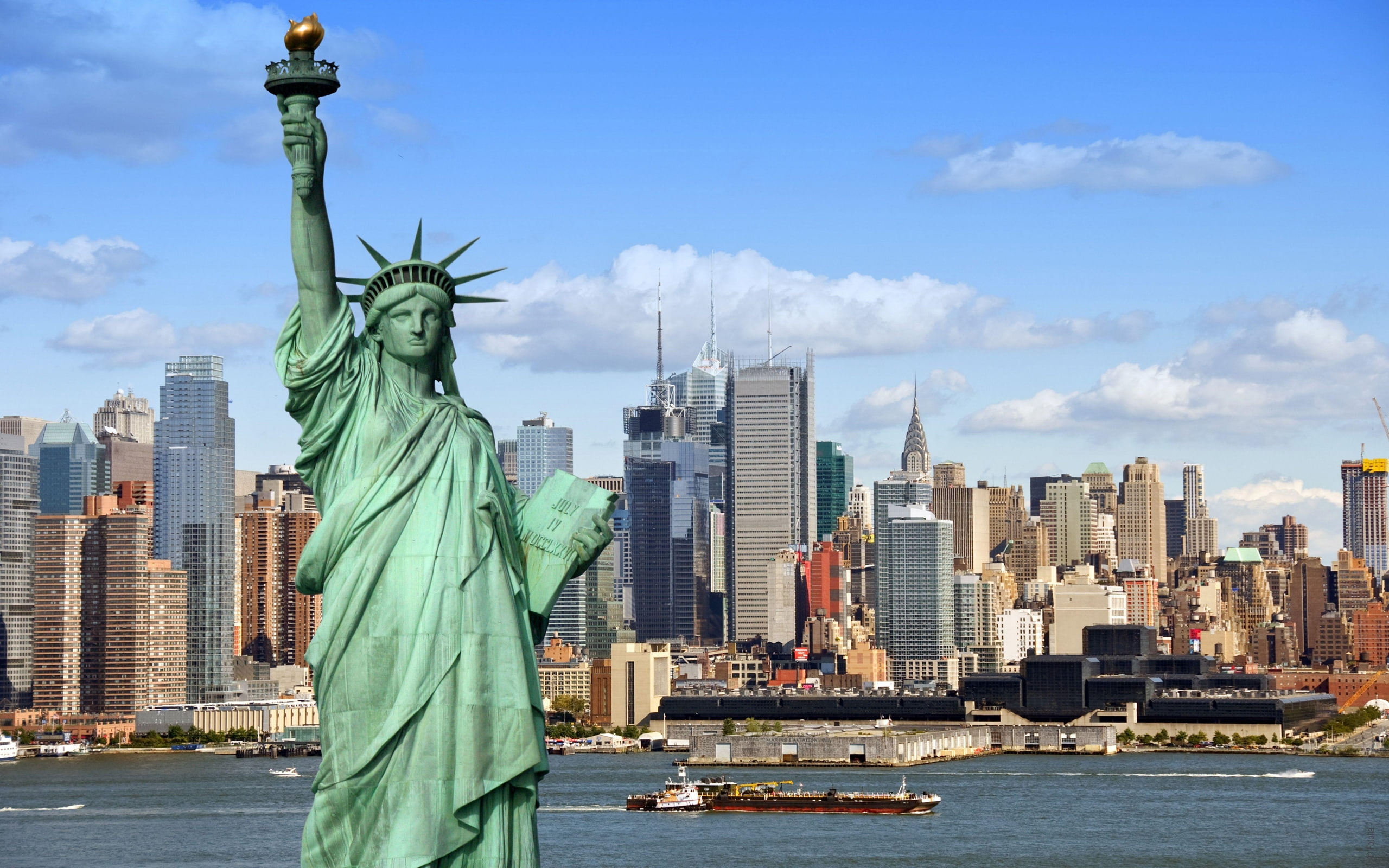 city, new, york, statue, liberty, 2K, HD Wallpaper