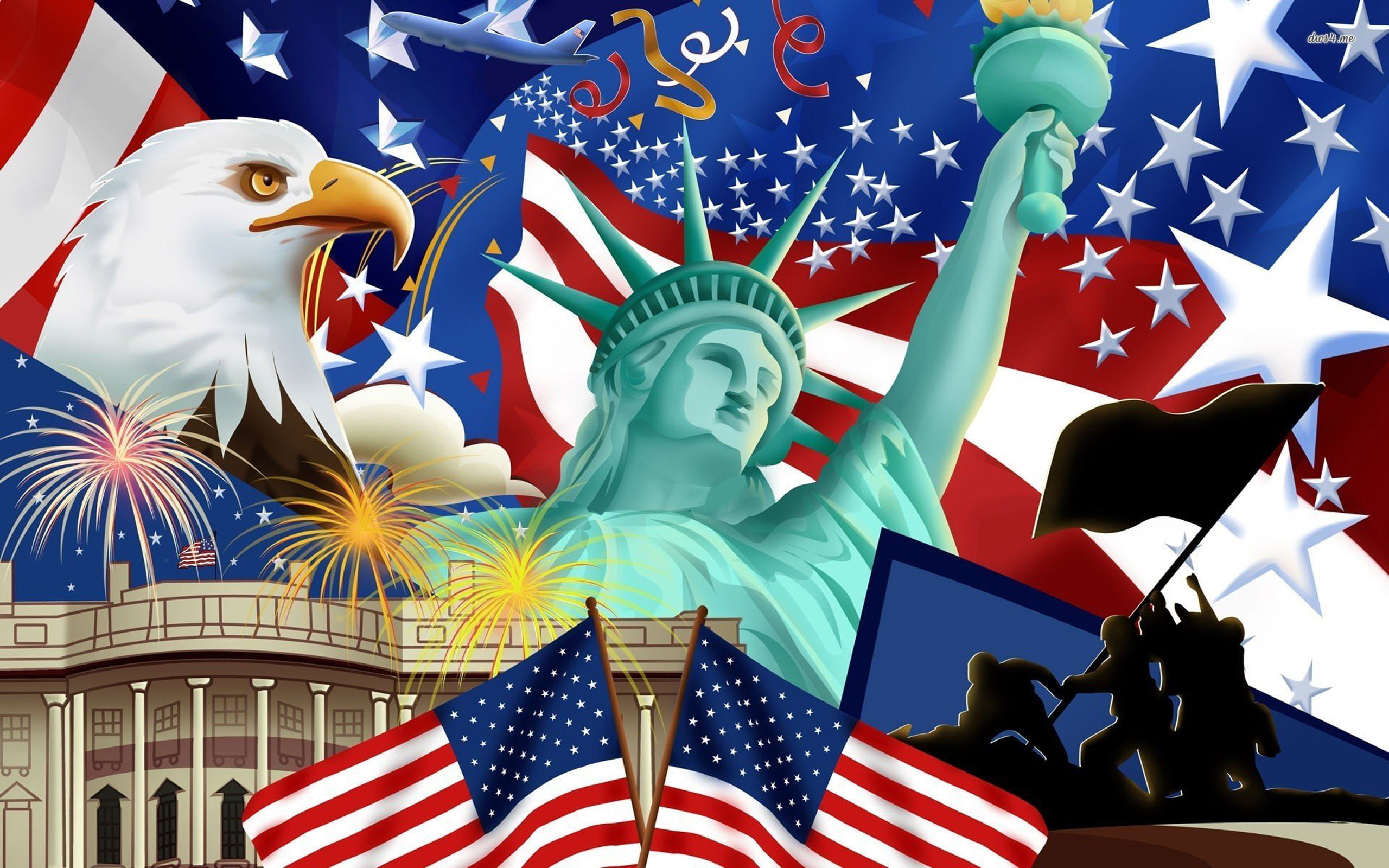 white, ribbon, symbols, soldier, eagle, pc, statue, hd, star, plane, firework, house, flag, 2K, american, desktop, bald, mobile, HD Wallpaper