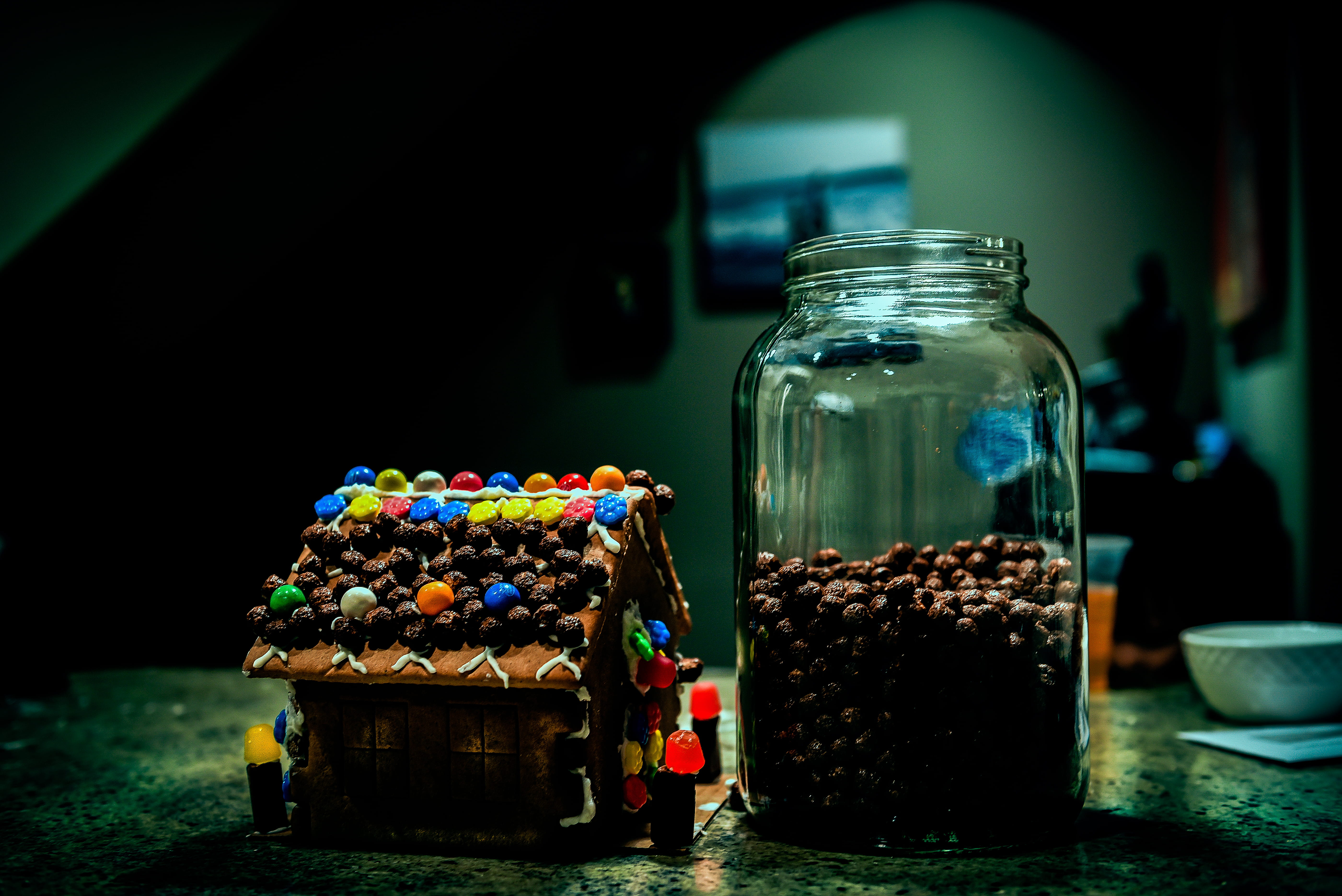 sweet food, filled, still life, food, chocolate, container, candies, color, glass, transparent, focus on foreground, near, table, indoors, refreshment, HD Wallpaper