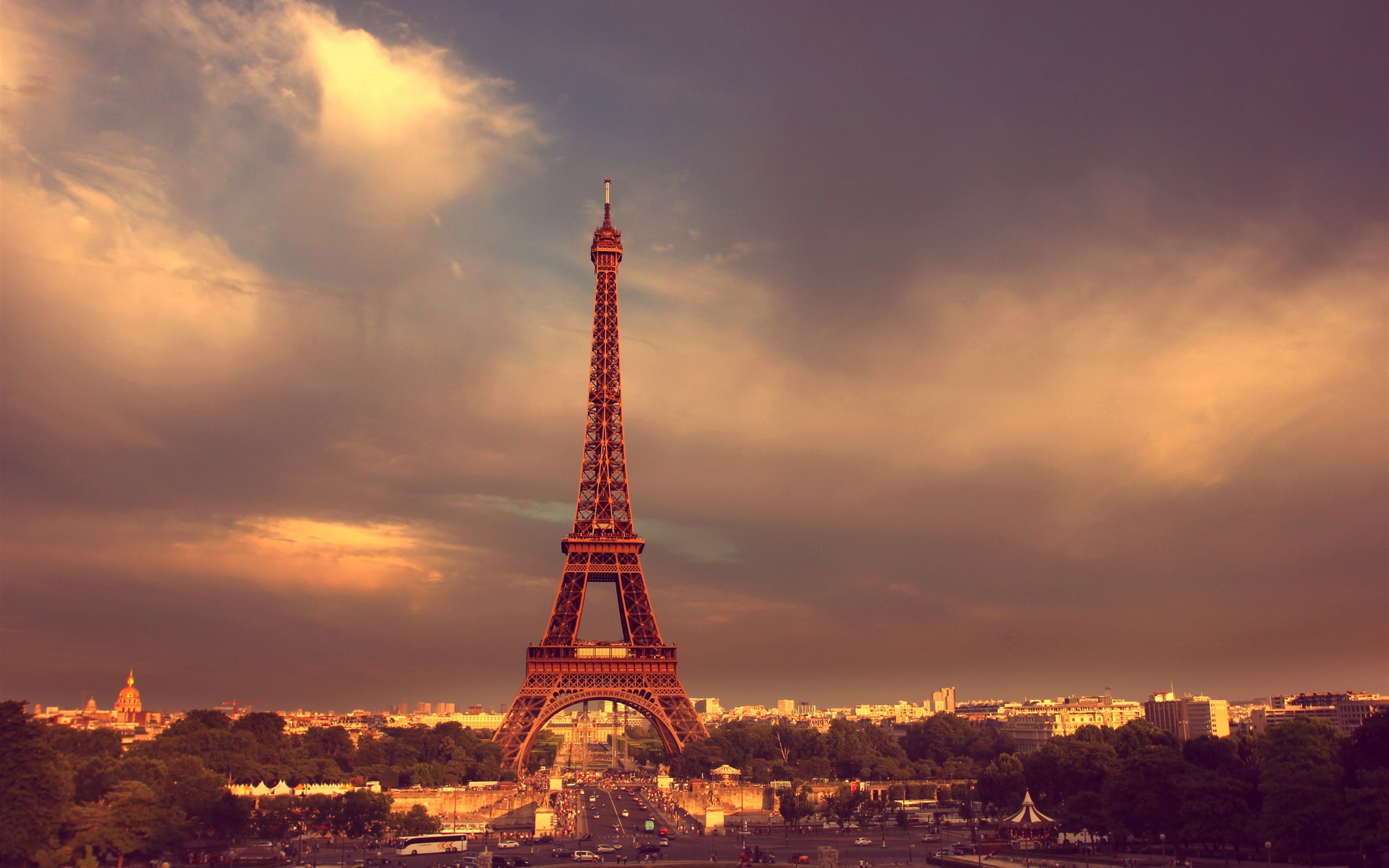 2K, Eiffel, Cars, Road, Paris, Dusk, France, Tower, HD Wallpaper