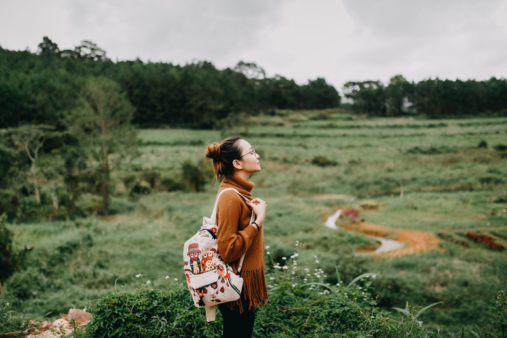 grass, field, hairstyle, tree, travel, people, journey, young adult, childhood, basket, container, outdoor, environment, women, adult, backpack, outdoors, HD Wallpaper
