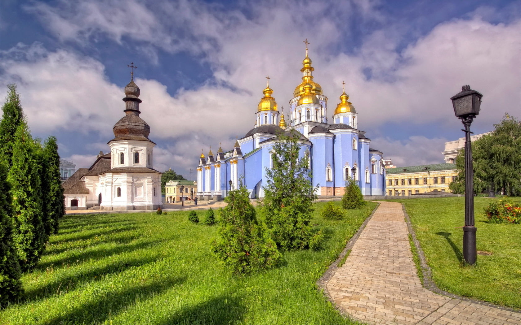 white, no people, sky, concrete, built structure, building, outdoors, building exterior, buildings, cloud - sky, Ukraine, plant, grass, nature, church, HD Wallpaper