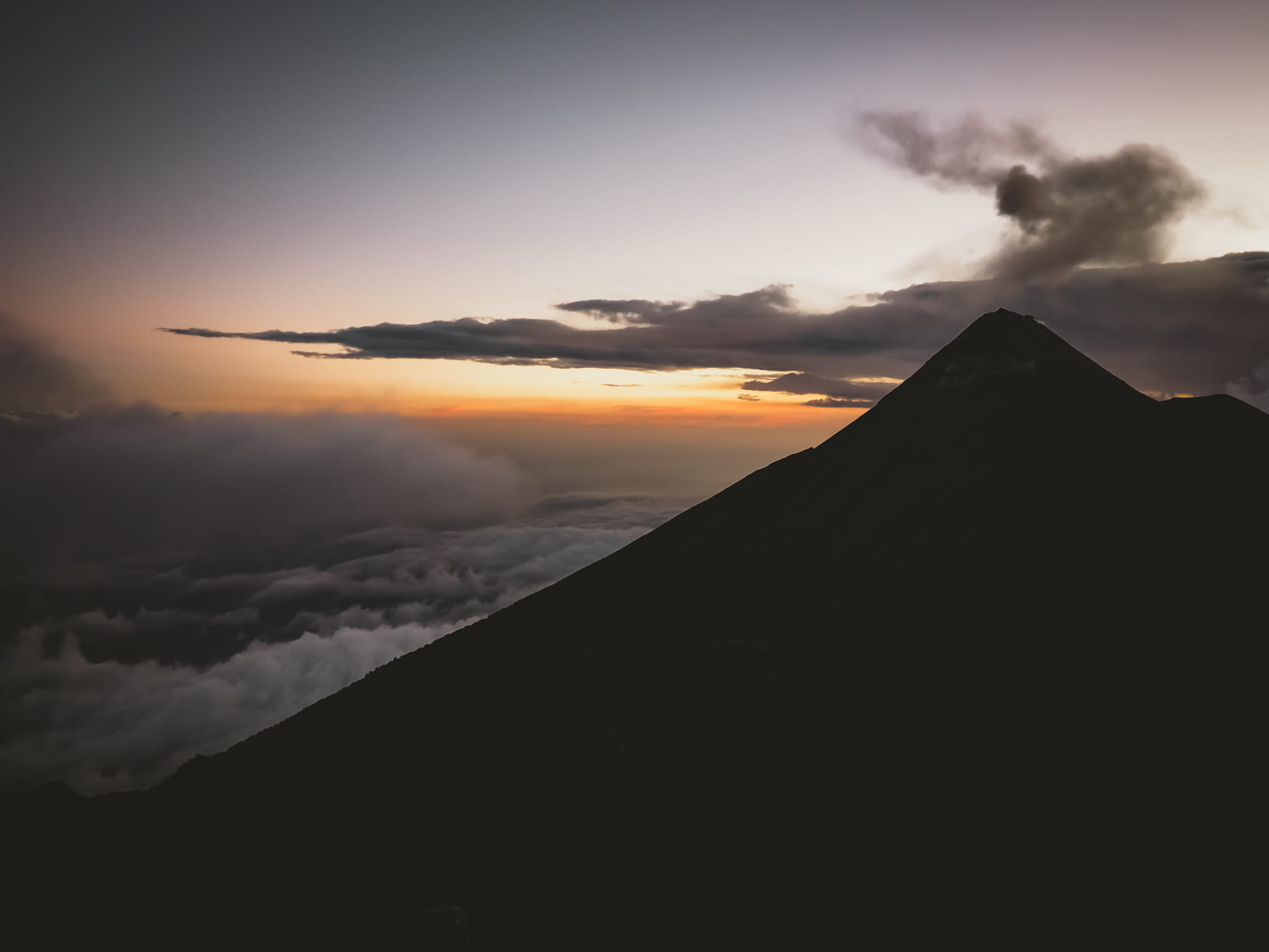 mountain, tranquil scene, volcano, beauty In Nature, air vehicle, smoke - physical structure, environment, silhouette, clouds, scenics, sky, outdoors, nature, HD Wallpaper