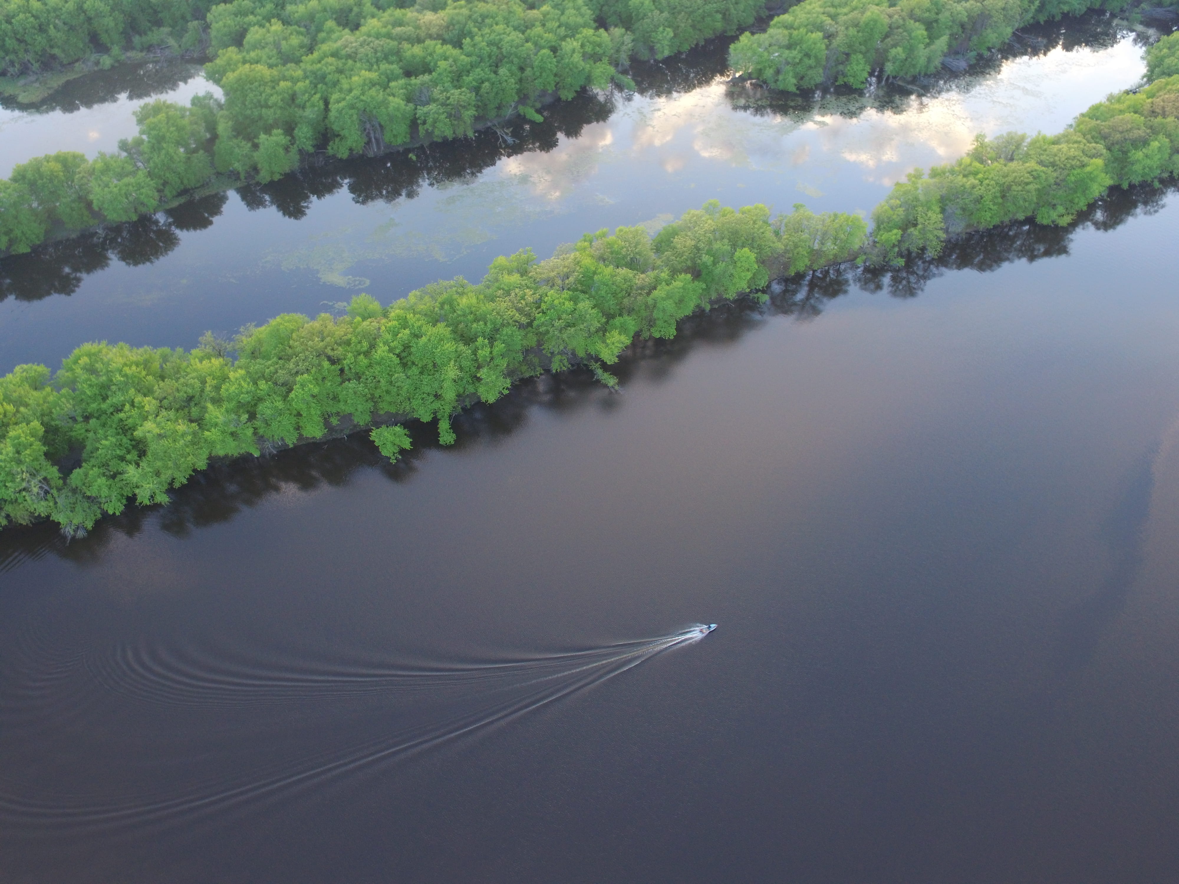 tree, drone, plant, tranquility, high angle view, cloud - sky, non-urban scene, united states, lake, reflection, 4K, nature, sky, beauty in nature, outdoors, HD Wallpaper