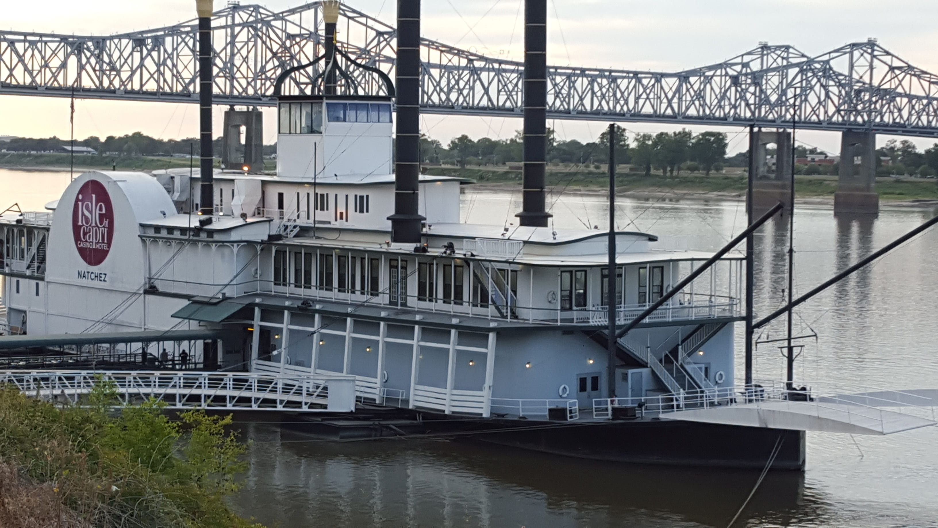building exterior, connection, arch bridge, nautical vessel, travel, bridge - man made structure, water, mississippi, dock, casino, no people, nature, outdoors, HD Wallpaper