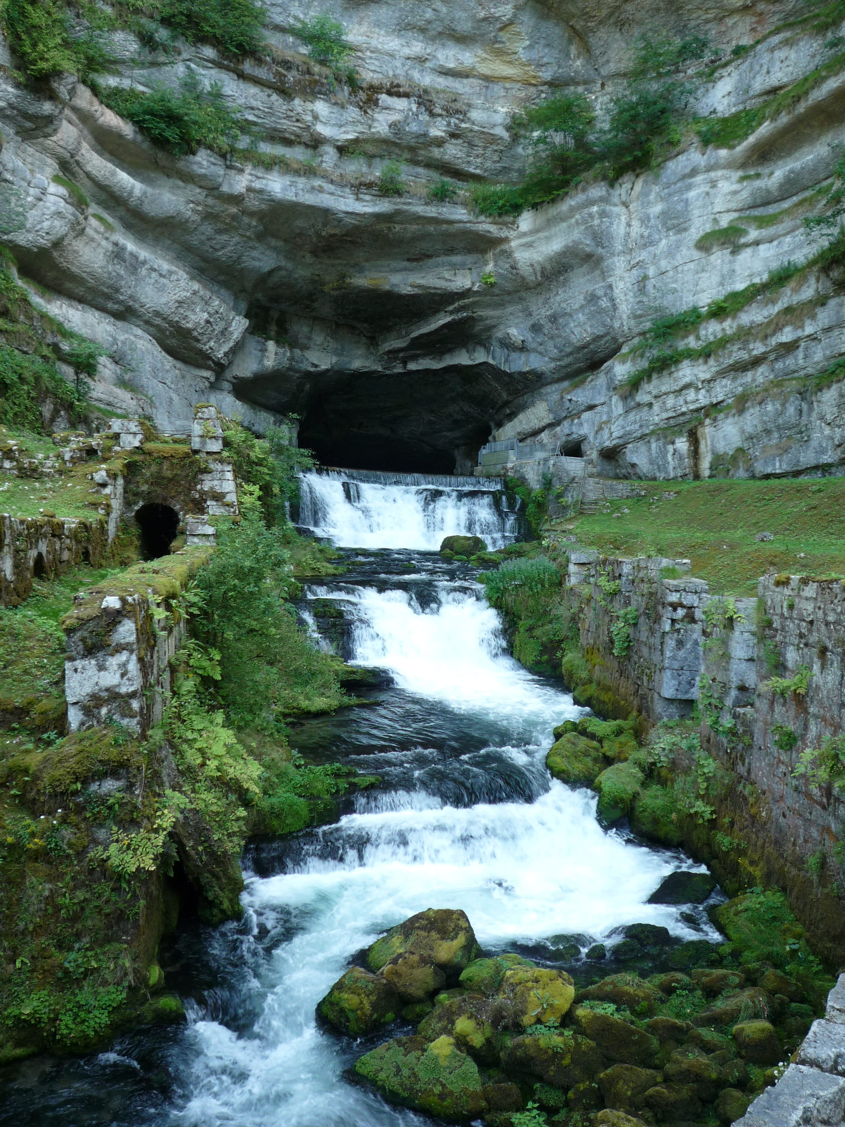 France, scenics, architecture, built structure, landscape, beauty In Nature, flowing, River, ravine, mountain, solid, waterfall, power in nature, water, Phone HD Wallpaper