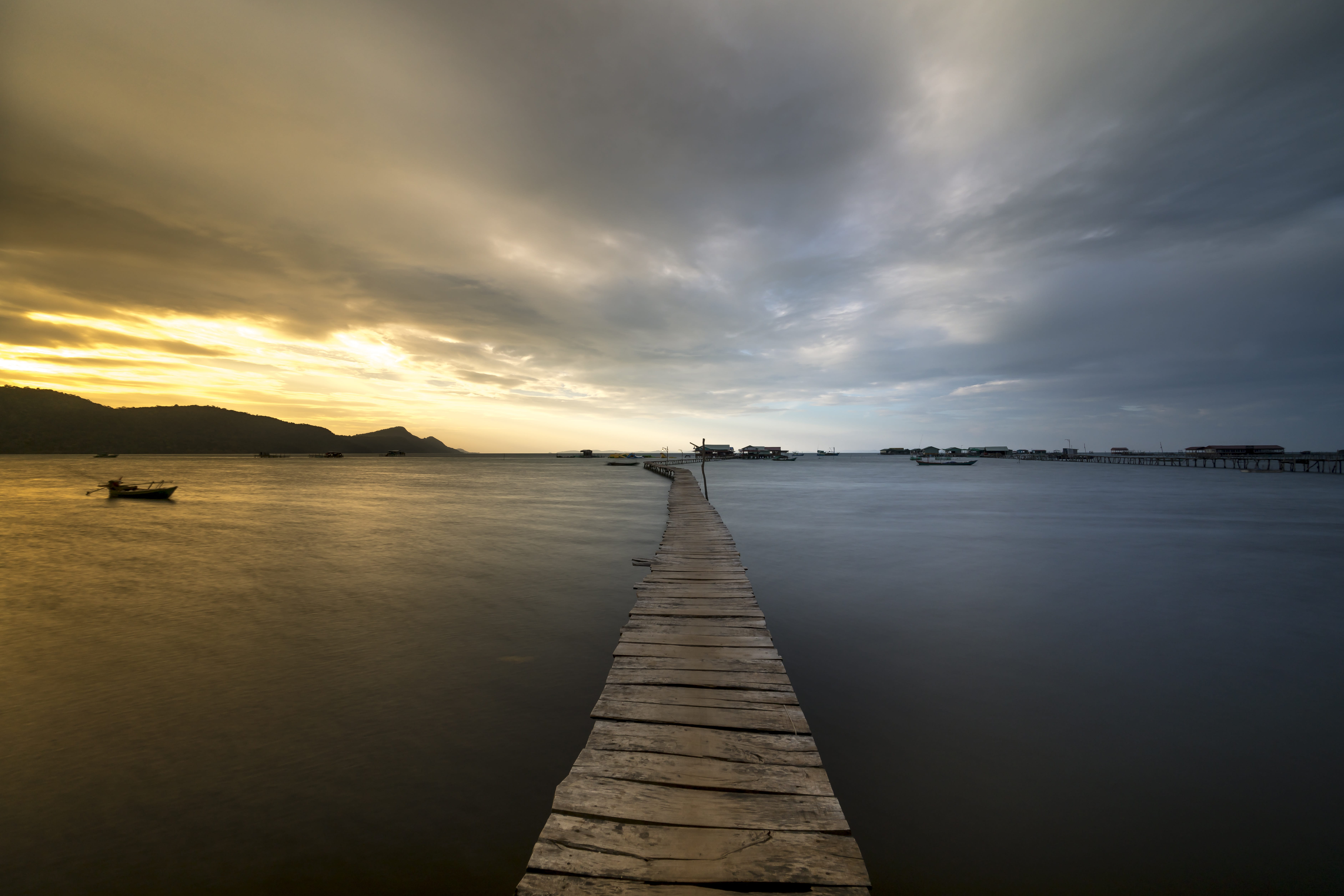 non-urban scene, no people, brown, wood, blue, the beach, sea, the waves, reflect, tranquil scene, wide, wood - material, island, red, gold, direction, HD Wallpaper