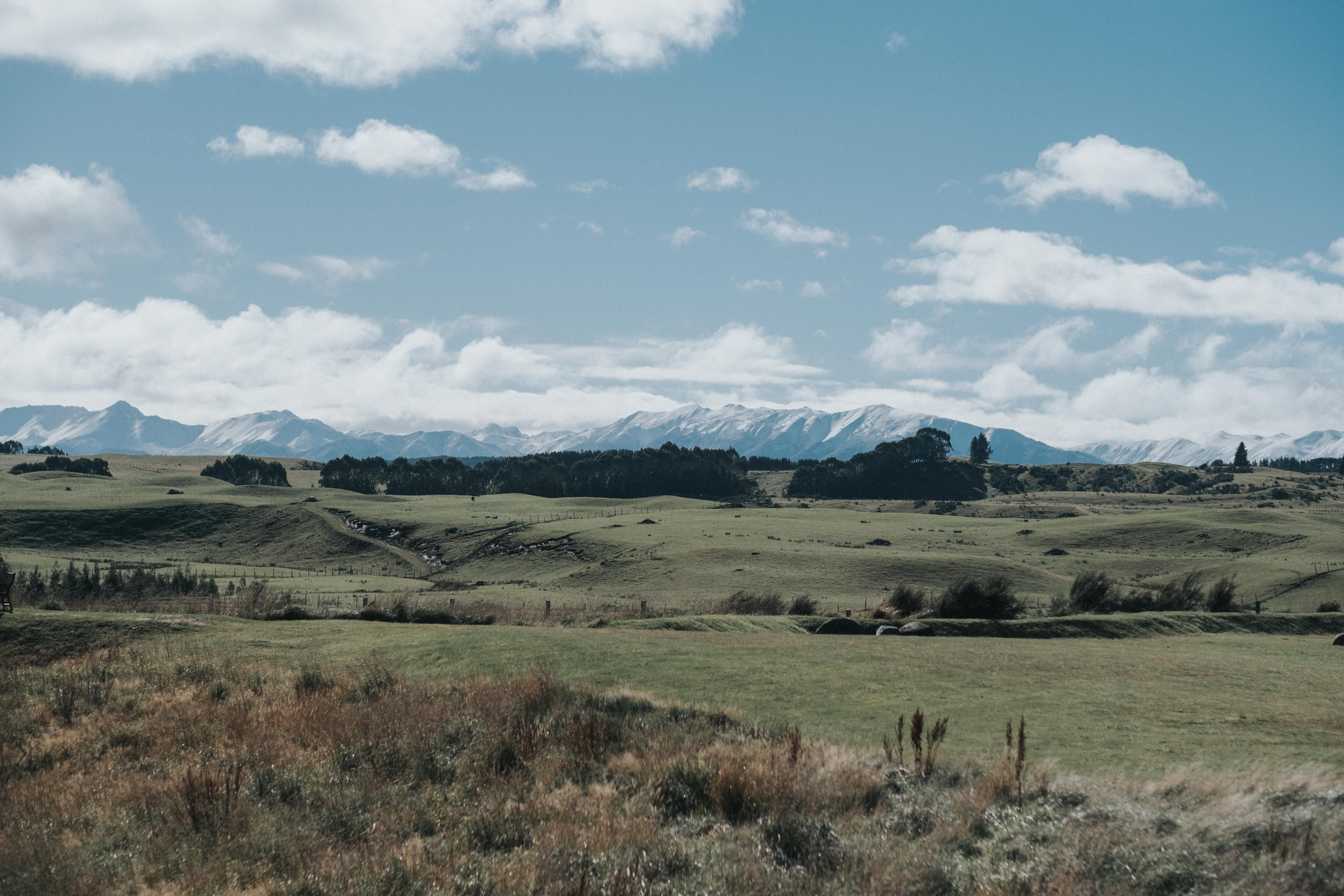 landscape, mountain, nature, grass, no people, valley, 5K, sky, day, non-urban scene, field, pastures, nz, new zealand, plant, te anau, scenics - nature, HD Wallpaper