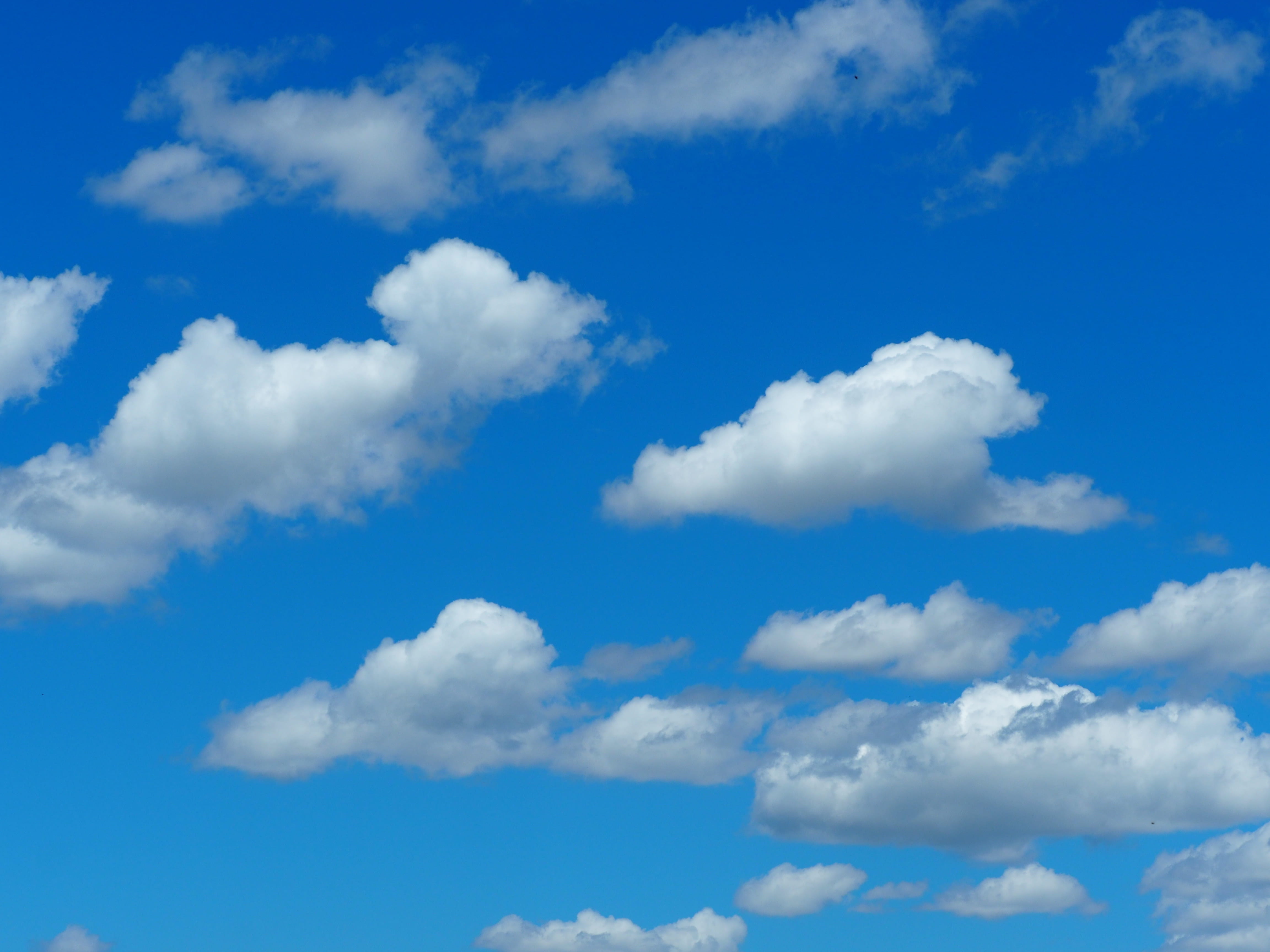 sky, atmosphere, outdoors, good weather, softness, wind, tranquil scene, no people, blue, 4K, white color, environment, nature, beauty in nature, low angle view, HD Wallpaper