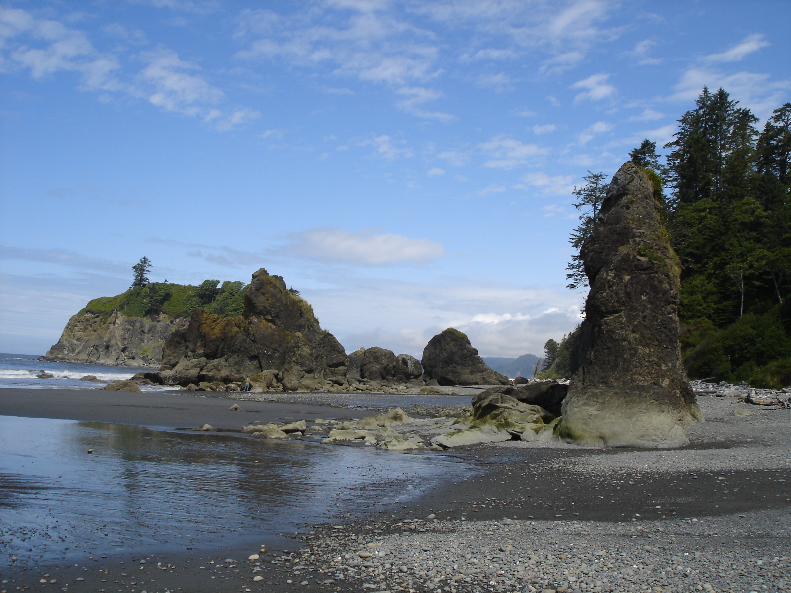 stack rock, ocean, cloud - sky, 2K, rock, solid, washington, plant, tranquility, scenics - nature, water, outdoors, olympic national park, tranquil scene, HD Wallpaper
