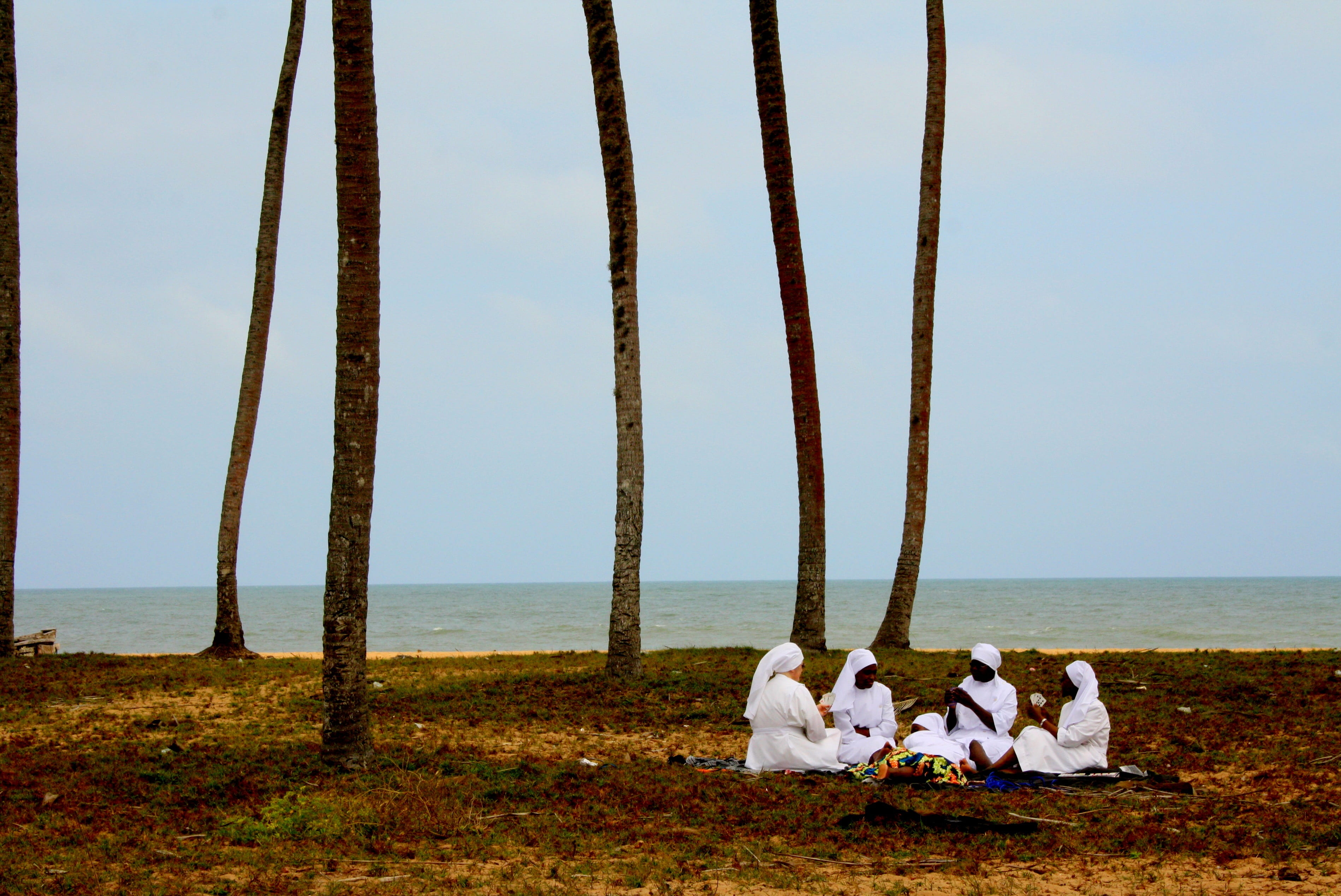 tranquil scene, near, picnic, community, beach, sitting, four, women, sky, 2K, nature, land, lifestyles, benin, water, sea, tranquility, meditation, leisure activity, HD Wallpaper