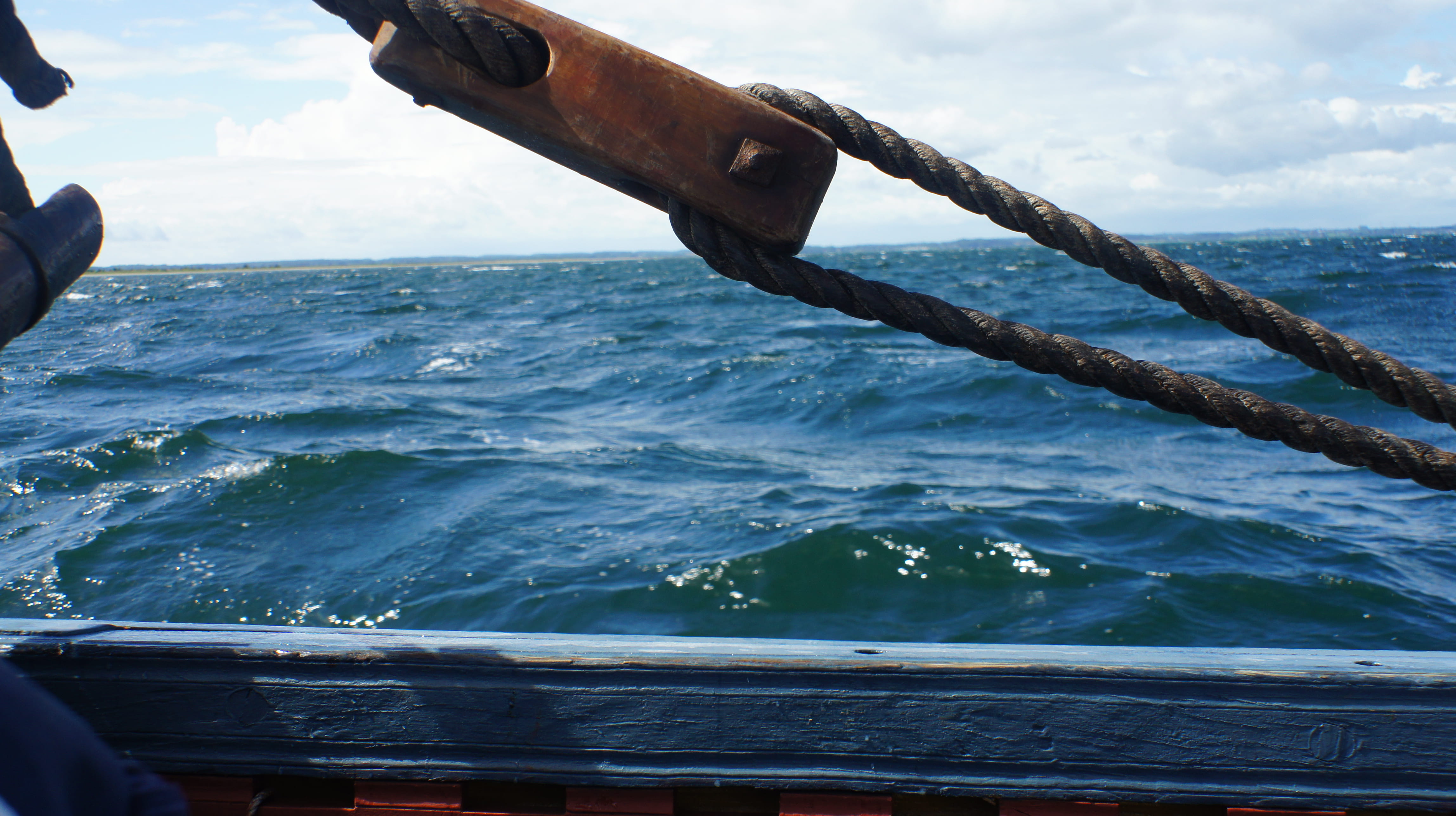 ship, sailing, denmark, water, boat, vikingship, outdoors, no people, wood - material, 4K, beauty in nature, cloud - sky, roskilde, horizon over water, HD Wallpaper
