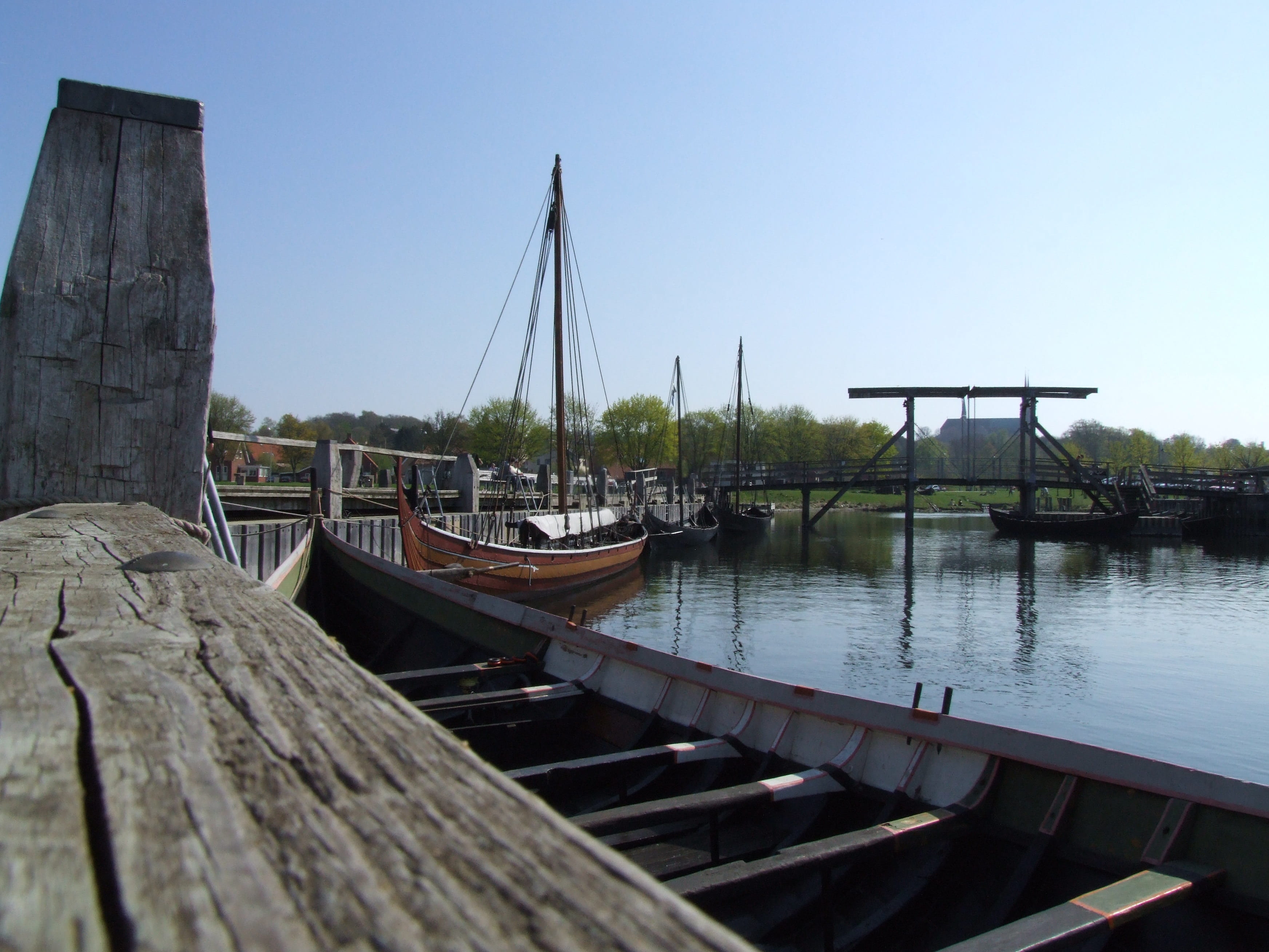 tree, ship, mode of transportation, marina, nature, sailboat, nautical vessel, no people, built structure, 2K, wood - material, lake, roskilde, denmark, HD Wallpaper