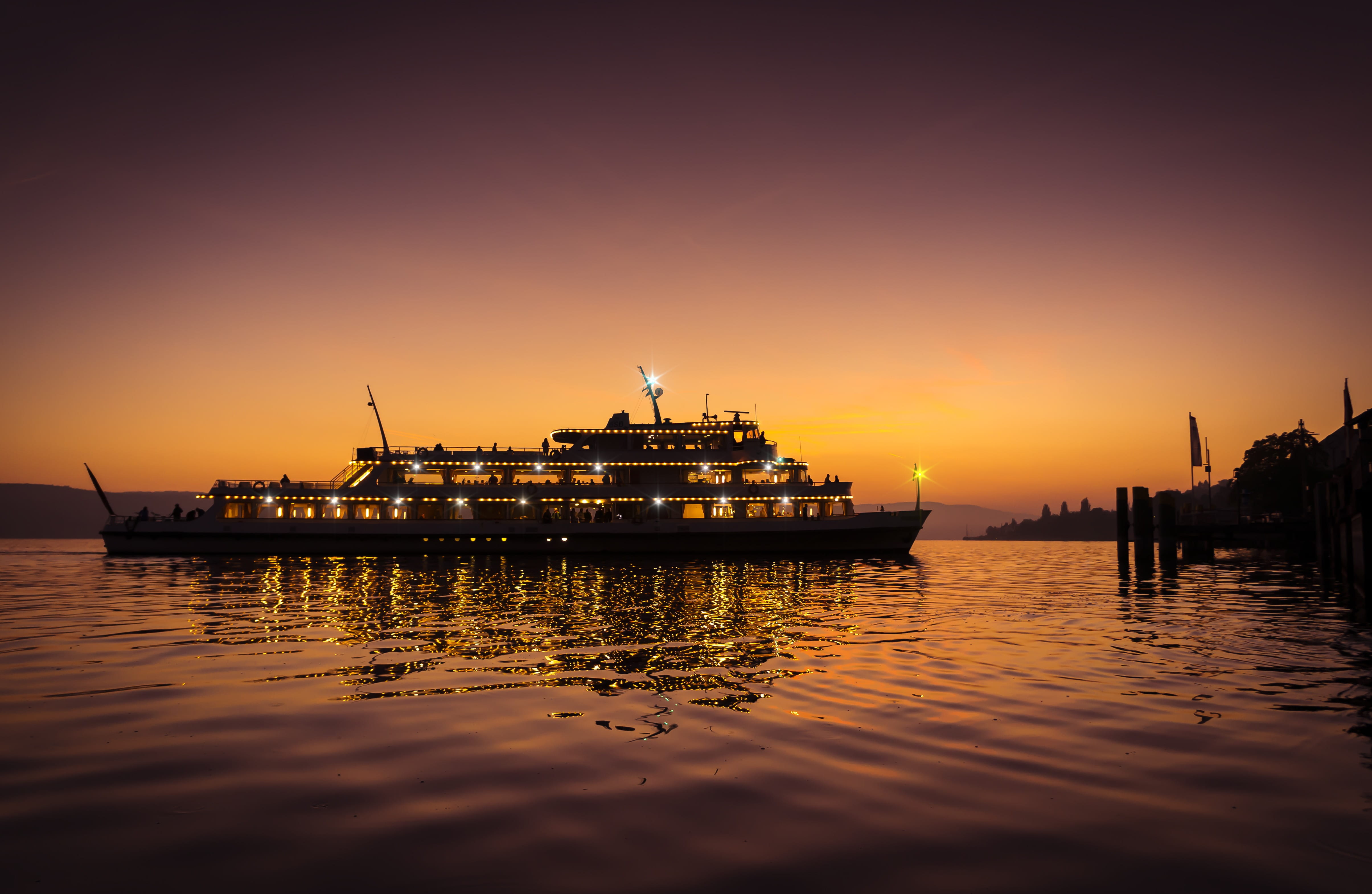 scenics - nature, outdoors, body of water, business, tourism, cruise Ship, back light, ferry, abendstimmung, violet, sea, boat, body, travel Destinations, HD Wallpaper