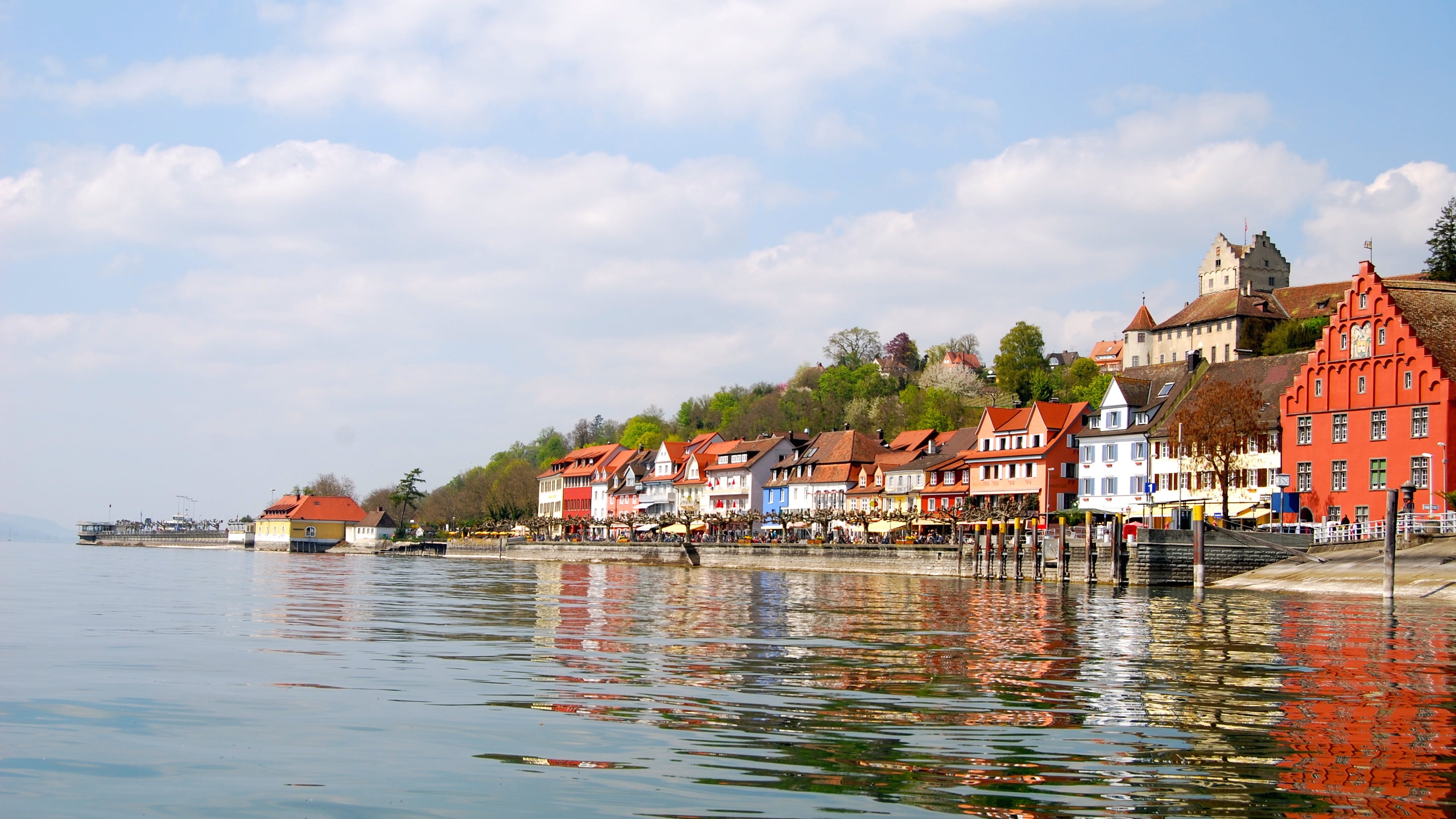 tree, nature, residential district, meersburg, no people, sky, germany, bismarckpl. 3, konstanz, building, outdoors, lake, reflection, village, bodensee, HD Wallpaper