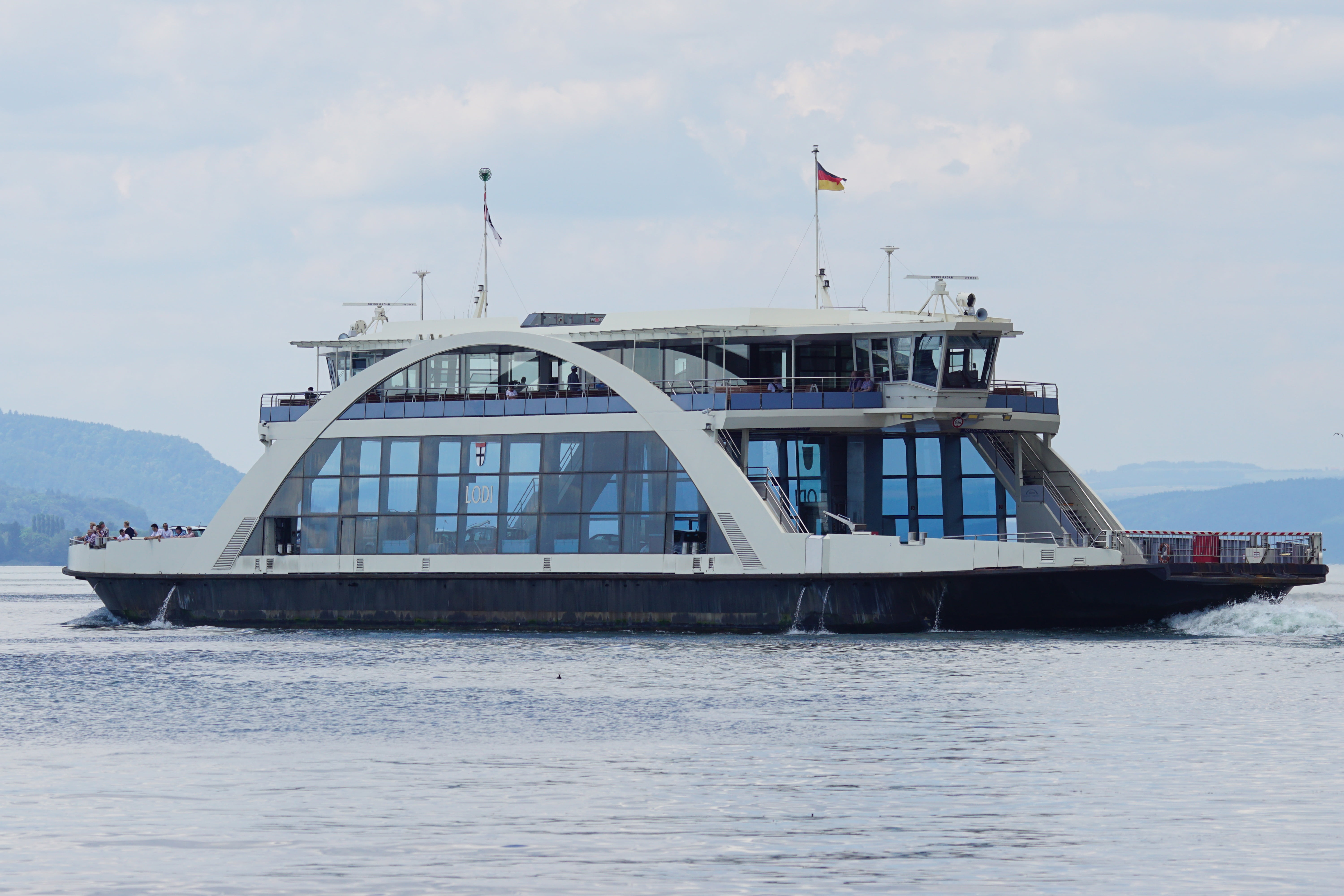 sea, no people, water, ship, nature, 5K, modern, built structure, transportation, meersburg - konstanz, outdoors, architecture, cloud - sky, lake constance, HD Wallpaper