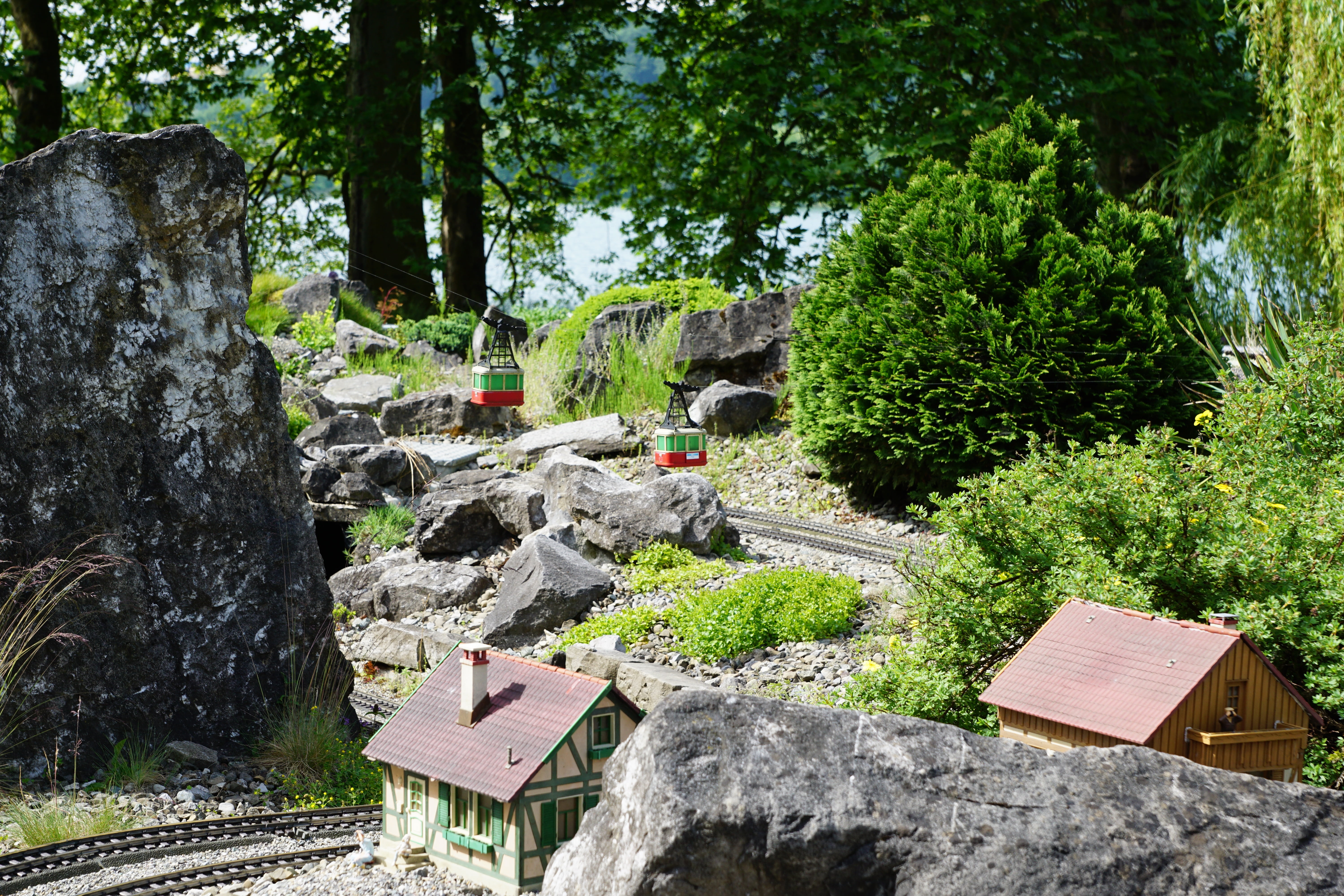 train, water, bridge, solid, miniature, growth, park, built structure, nature, railway, tree, seemed, architecture, tranquility, no people, mainau, outdoors, HD Wallpaper