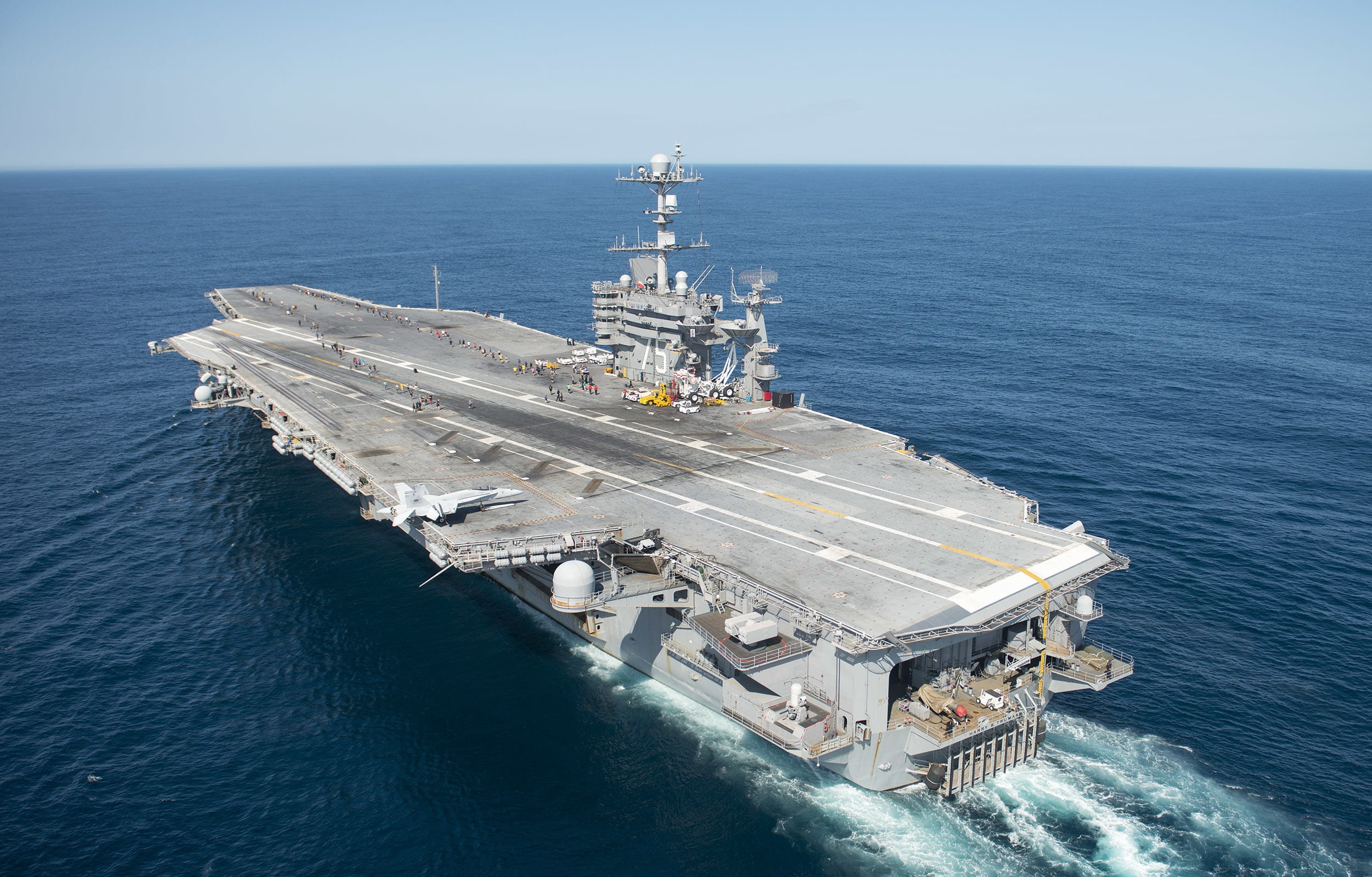 freight transportation, nautical vessel, united states, nature, uss harry s, no people, shipping, aerial, military, industry, outdoors, navy, blue, high angle view, HD Wallpaper