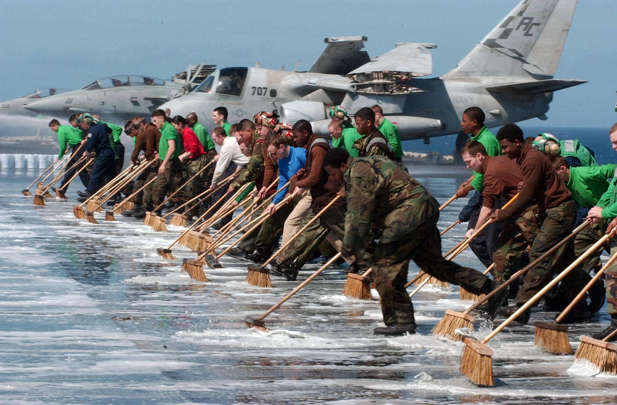 Scrub, mode of transportation, Down, fisherman, outside, transportation, men, aircraft carrier, scrub down, day, cleaning, soaping, nature, washing, mops, HD Wallpaper