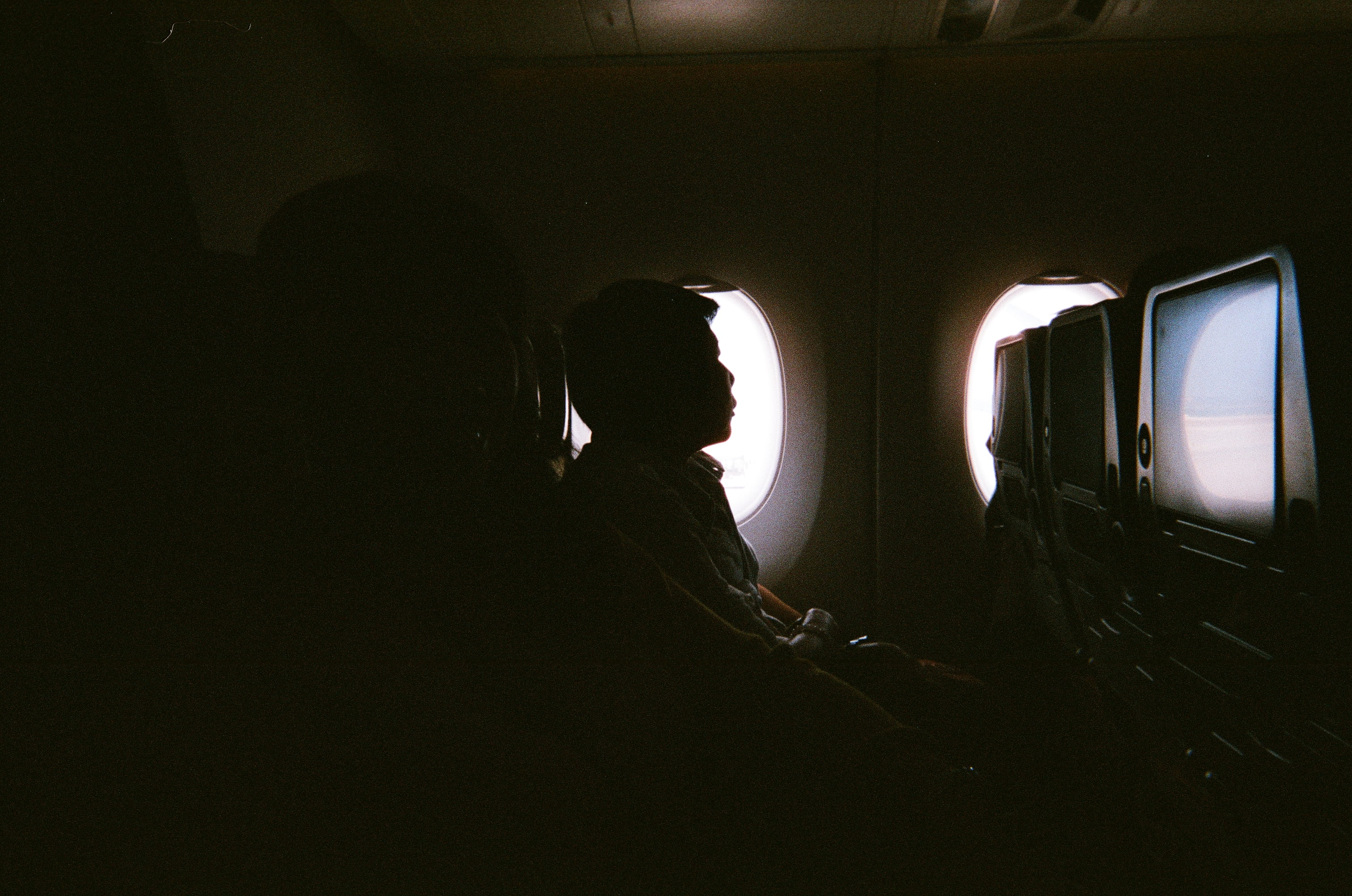 air, air vehicle, dungeon, adult, monitor, window, plane, mode of transportation, two people, applique, women, real people, corridor, transportation, light, HD Wallpaper