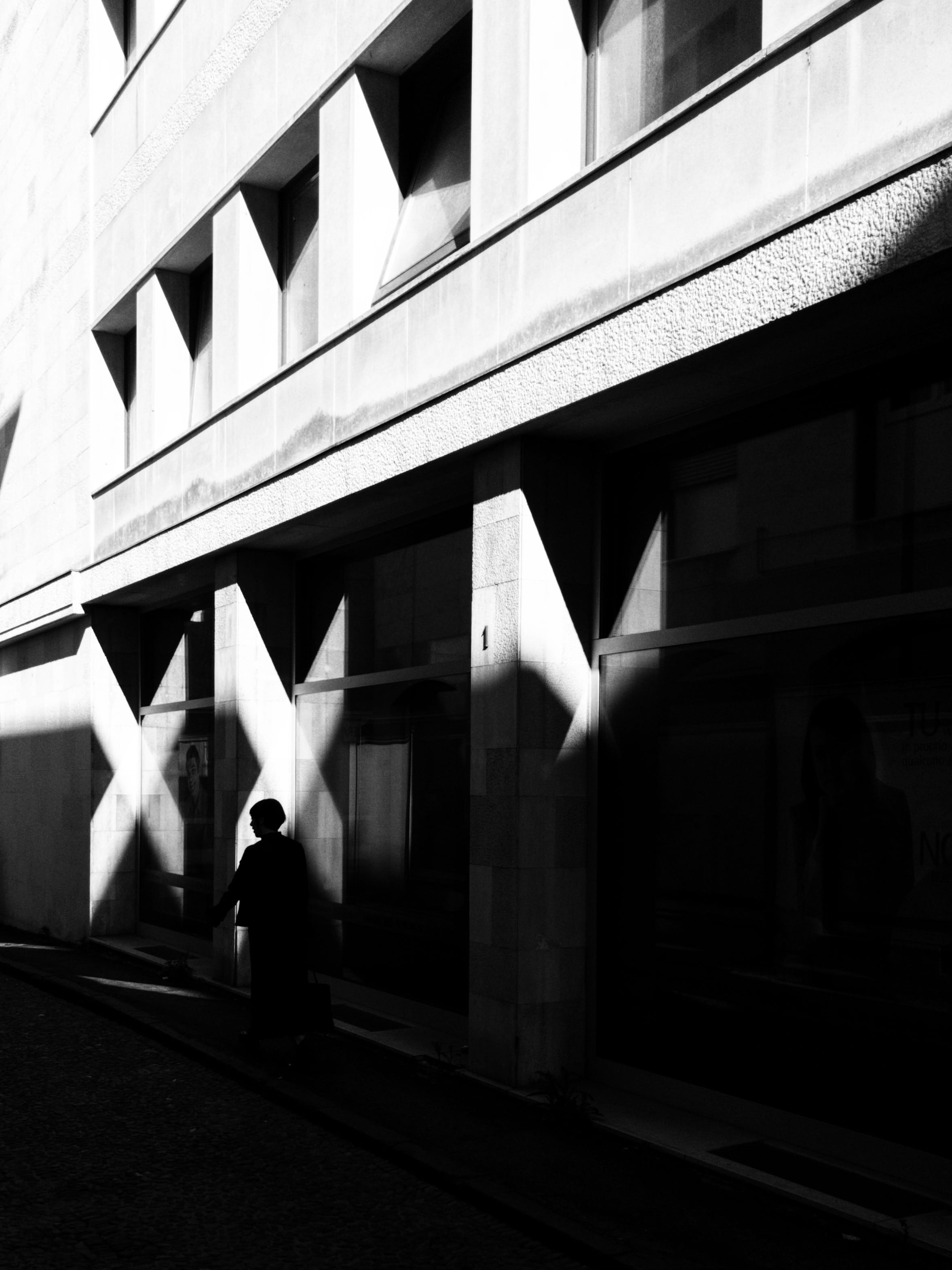 rail transportation, pavement, street photography, beside, building, full length, near, sidewalk, rovigo, outdoors, sun, day, geometry, leisure activity, Phone HD Wallpaper