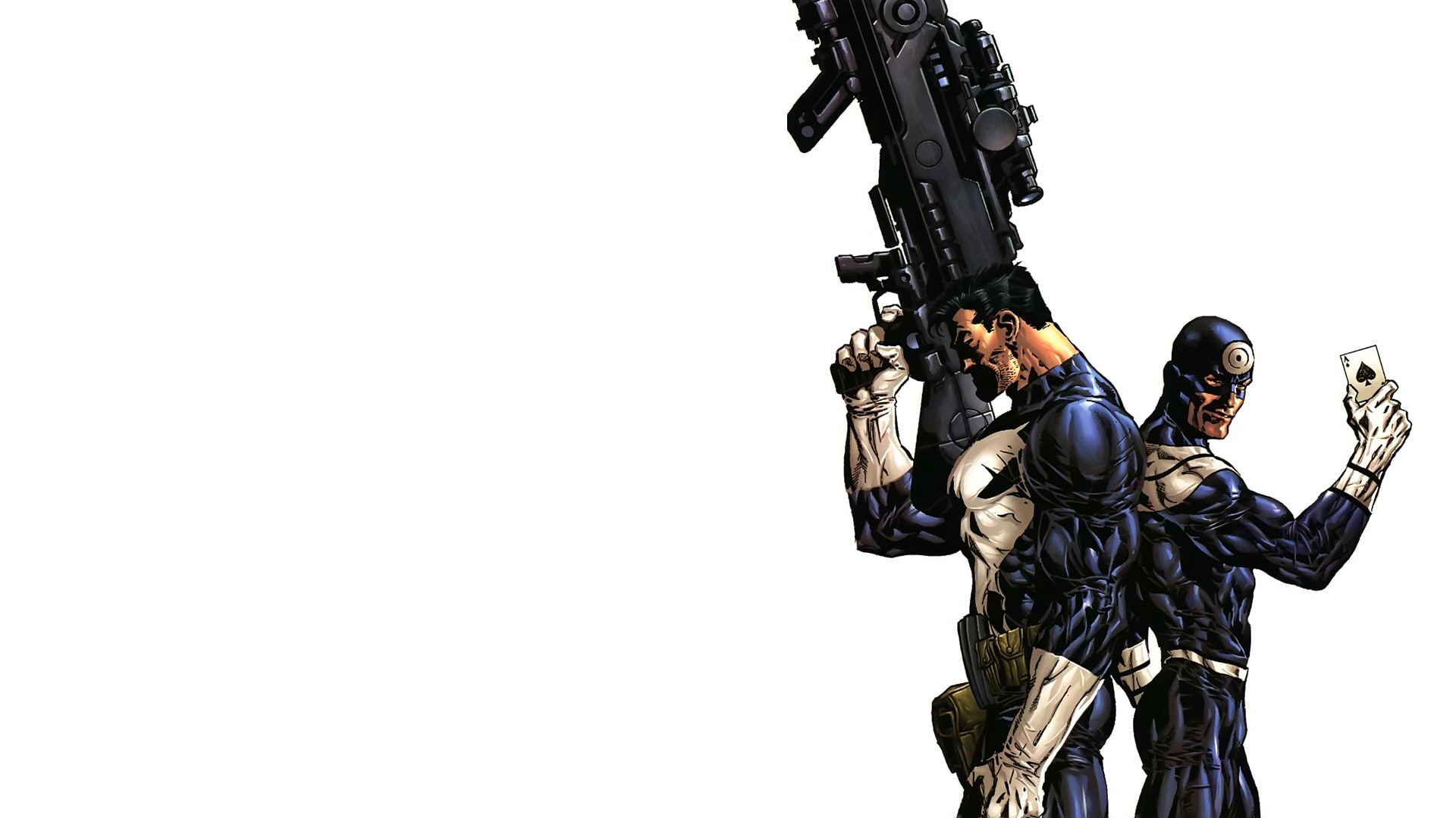 white, cartoon/comic, 1080P, punisher, hd, bullseye, HD Wallpaper