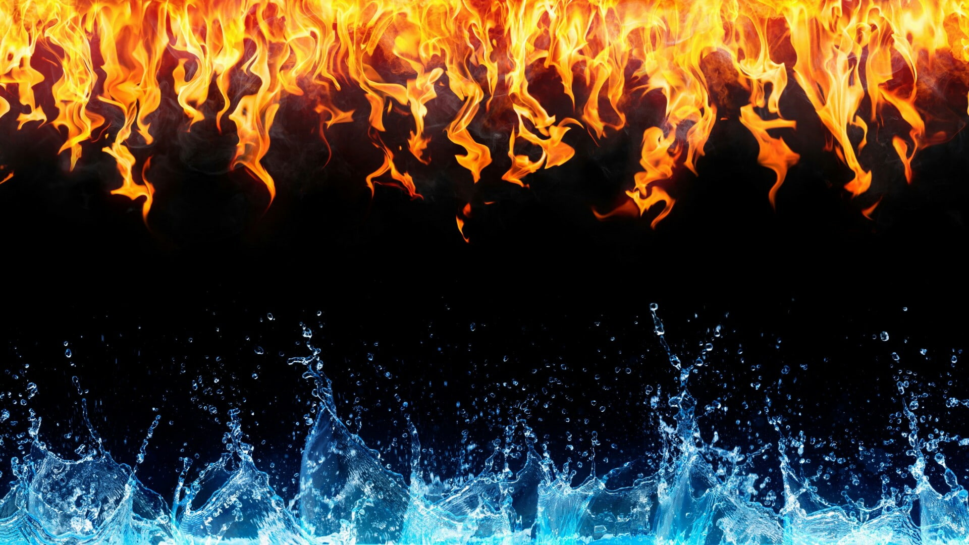 dark, drops, abstract, 1080P, fire, water, splash, flame, HD Wallpaper