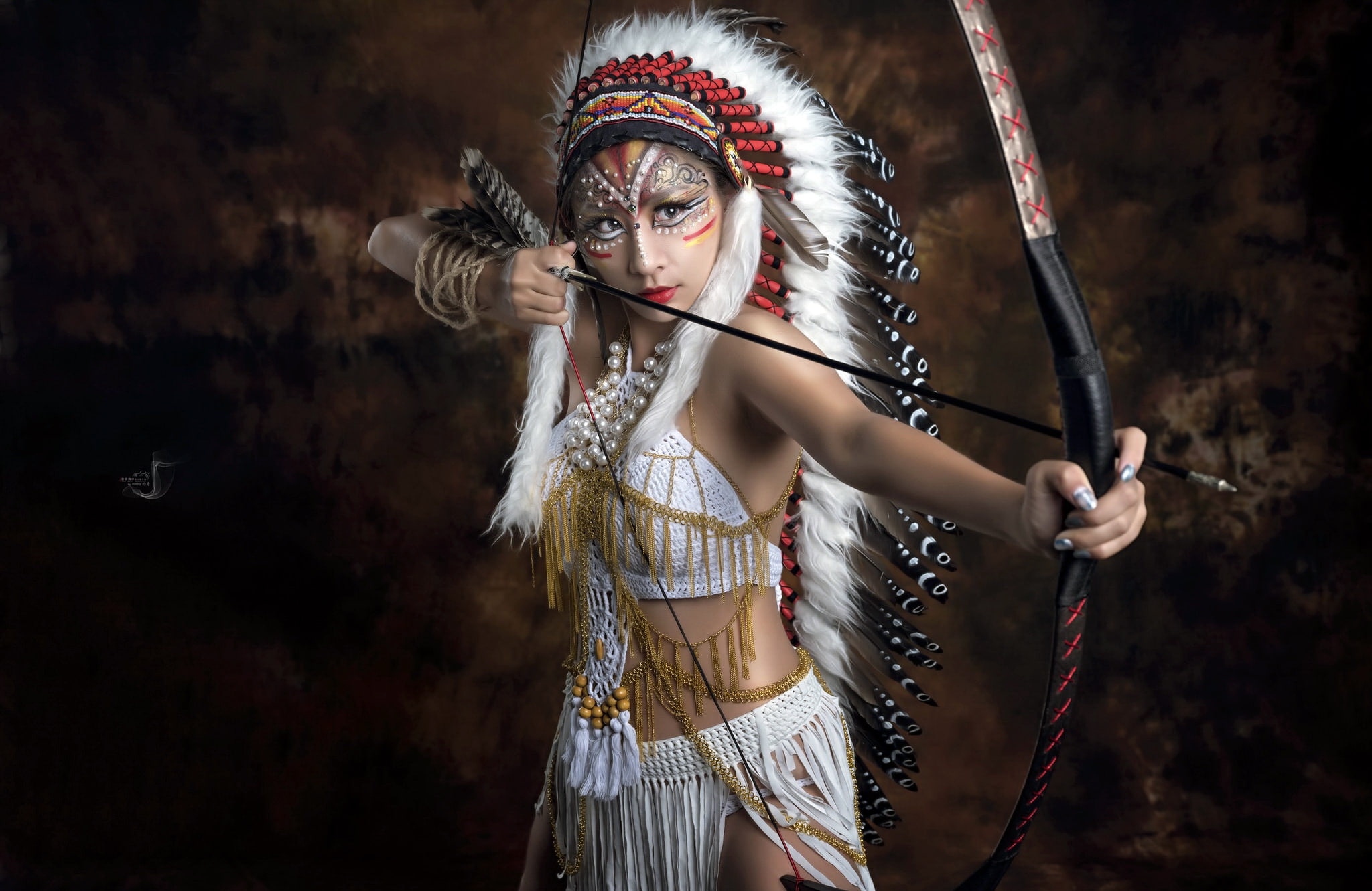 archer, fantasy girl, women, Asian, bow, fantasy weapon, 1080P, HD Wallpaper