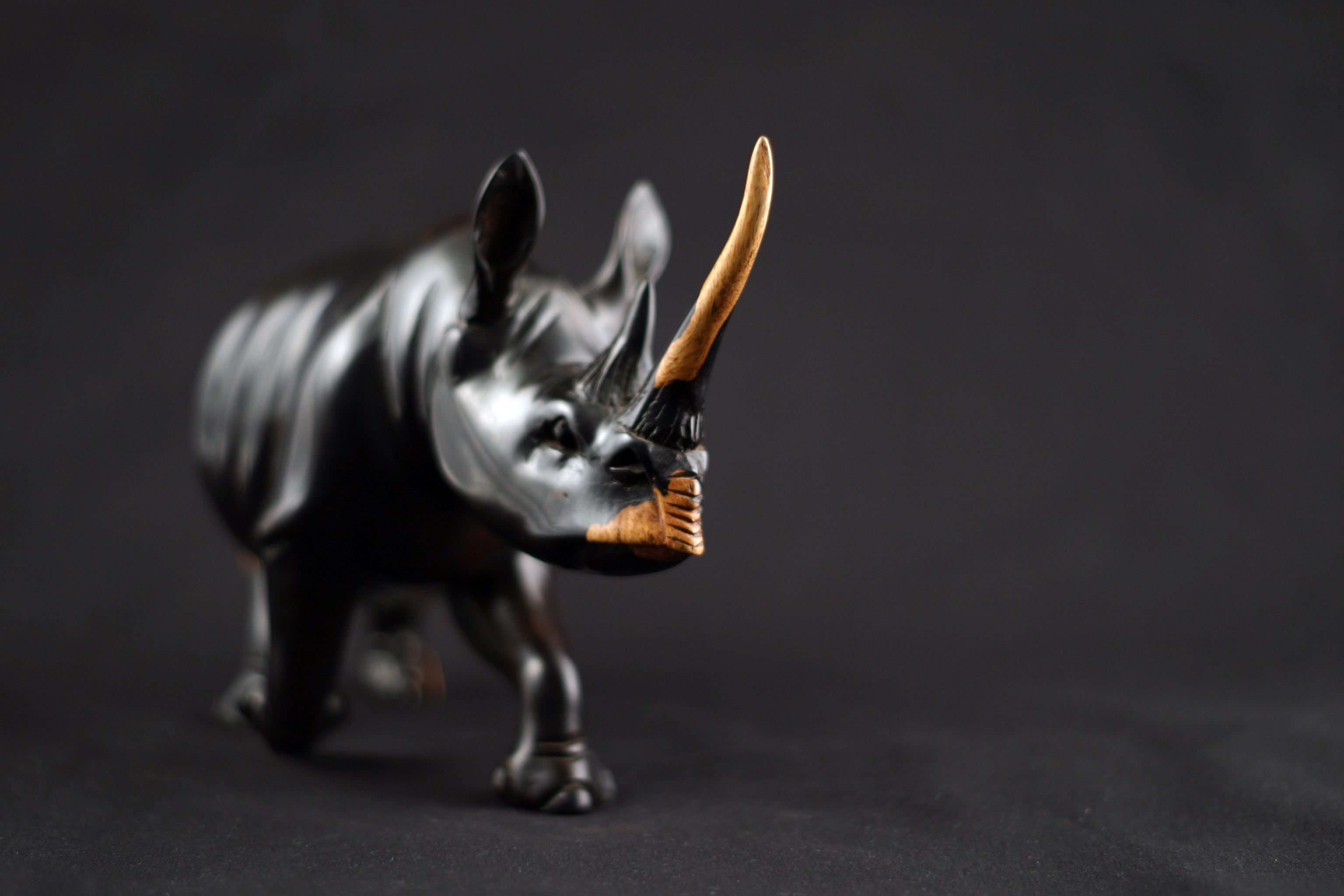 colored background, toy, representation, horned, one animal, indoors, 2K, aggression, wood, gray background, animal wildlife, full length, single object, HD Wallpaper