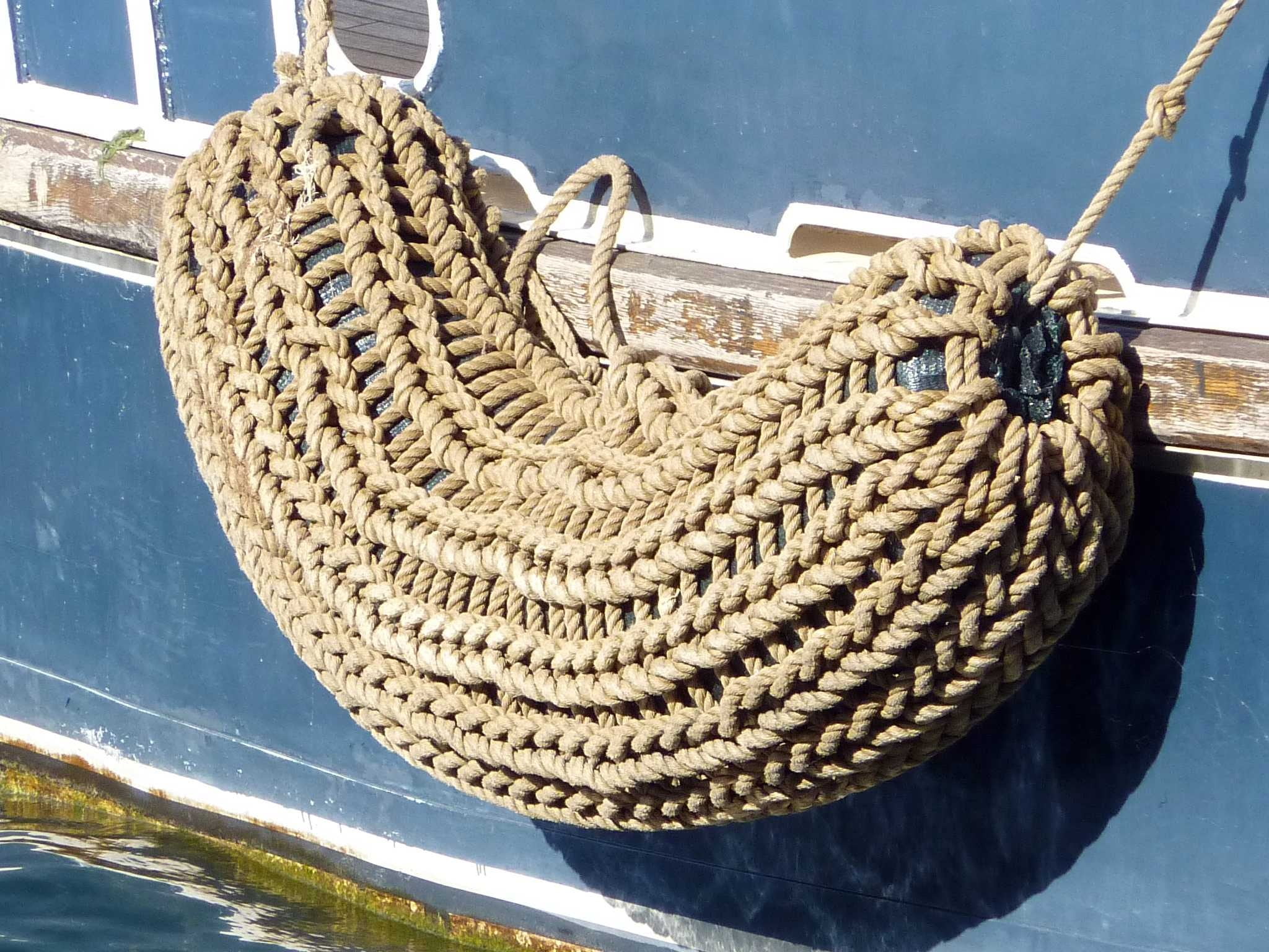 moored, fender, sisal, strength, pattern, outdoors, fishing industry, transportation, sunlight, blue, boot, no people, 1080P, sailboat, harbor, mode of transportation, HD Wallpaper