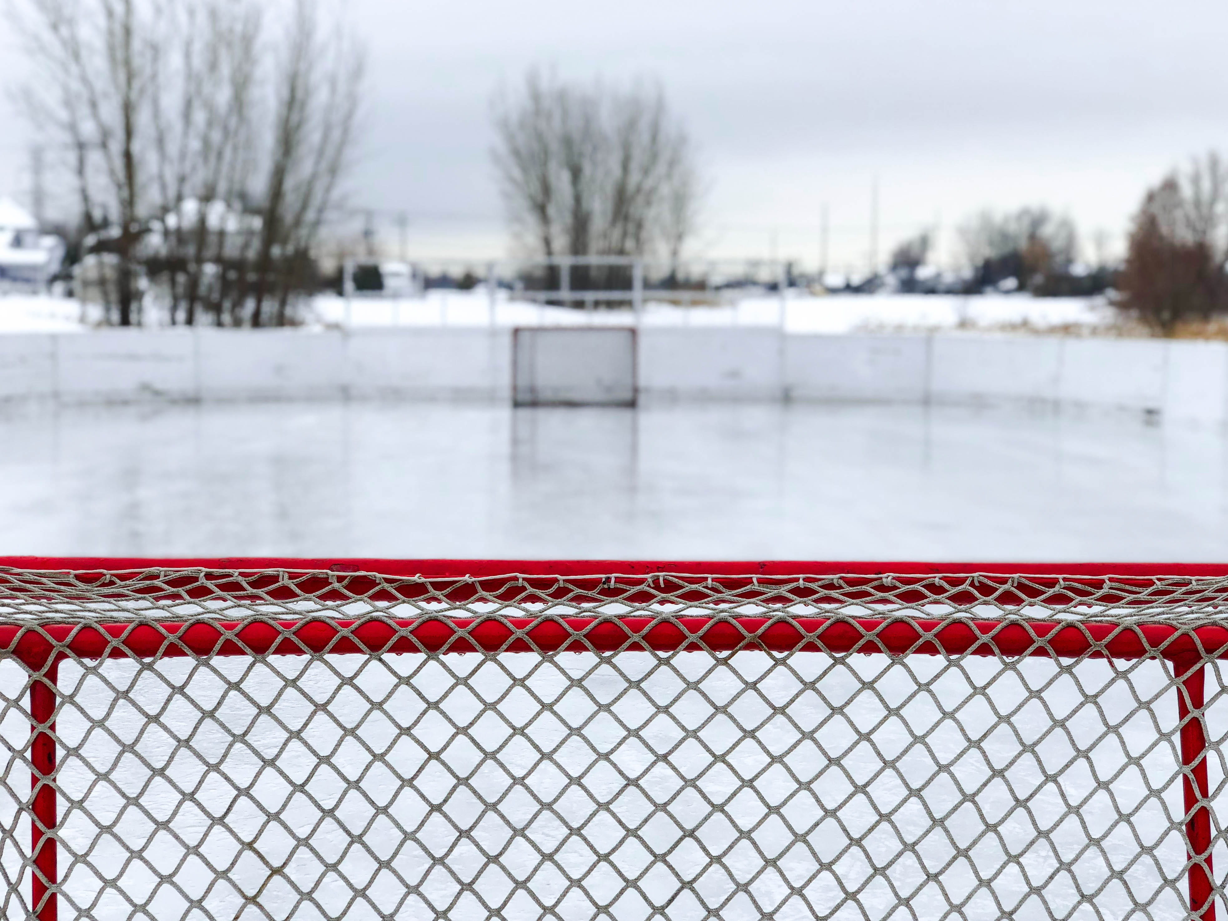 outdoors, winter sport, net, no people, barrier, cold temperature, snow, net - sports equipment, boundary, frozen, red, winter, white color, field, 4K, HD Wallpaper
