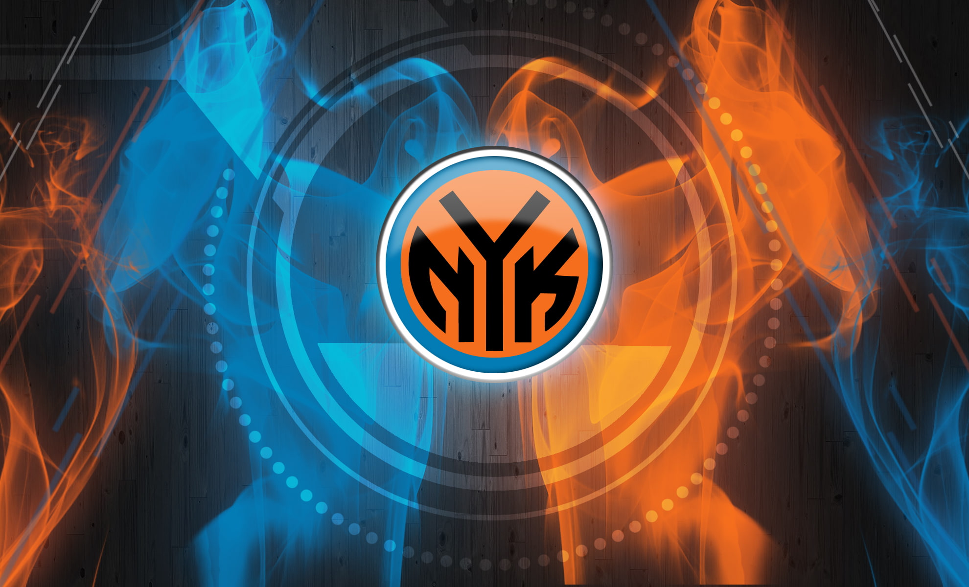 close-up, geometric shape, full frame, burning, illuminated, black background, circle, motion, blue, knicks, communication, night, orange color, studio shot, HD Wallpaper