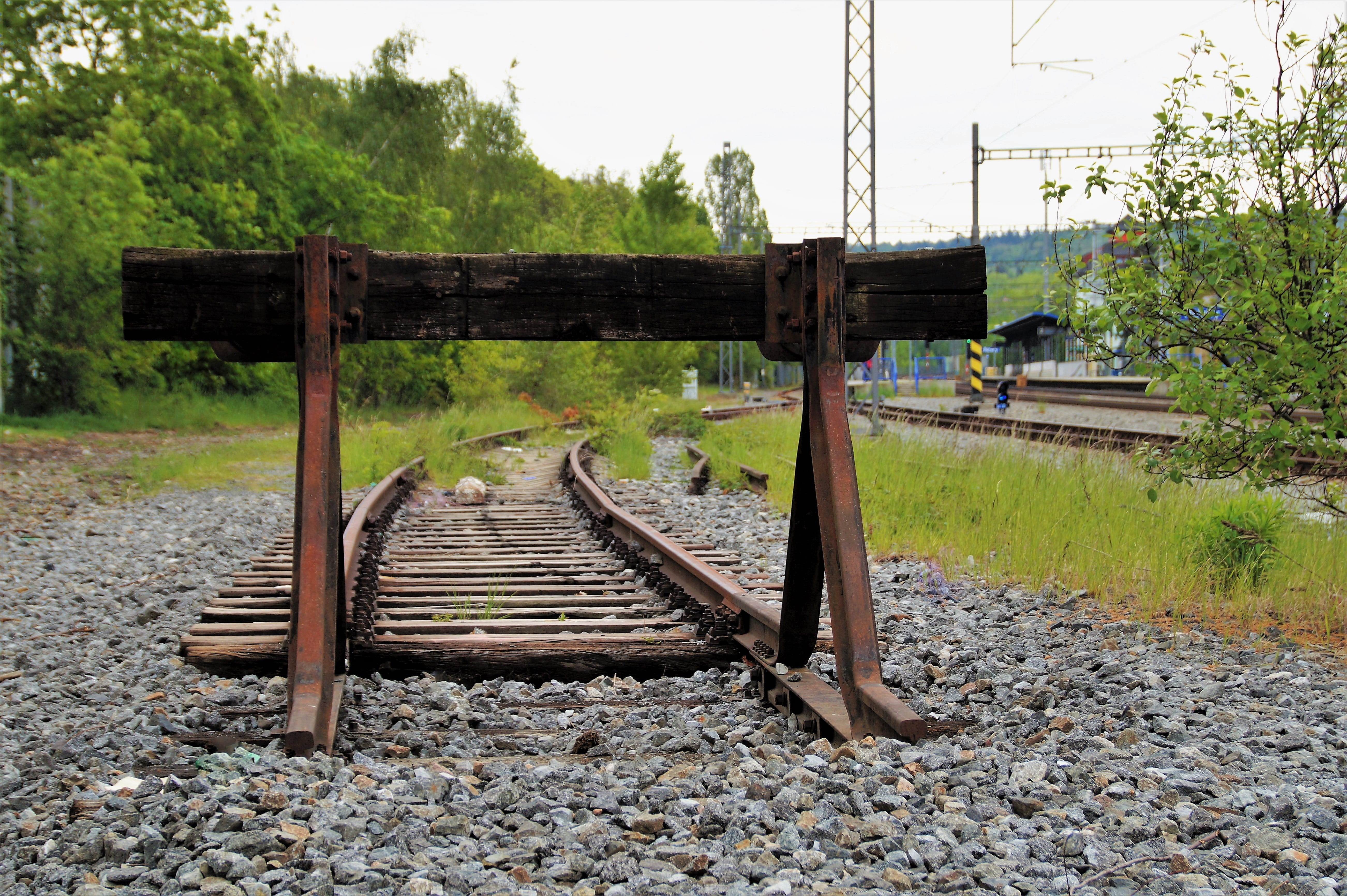 nature, stop, old, transport, wood - material, rusty, sky, line, obsolete, railway, tree, architecture, end, rusted, land, field, day, outdoors, transportation, HD Wallpaper