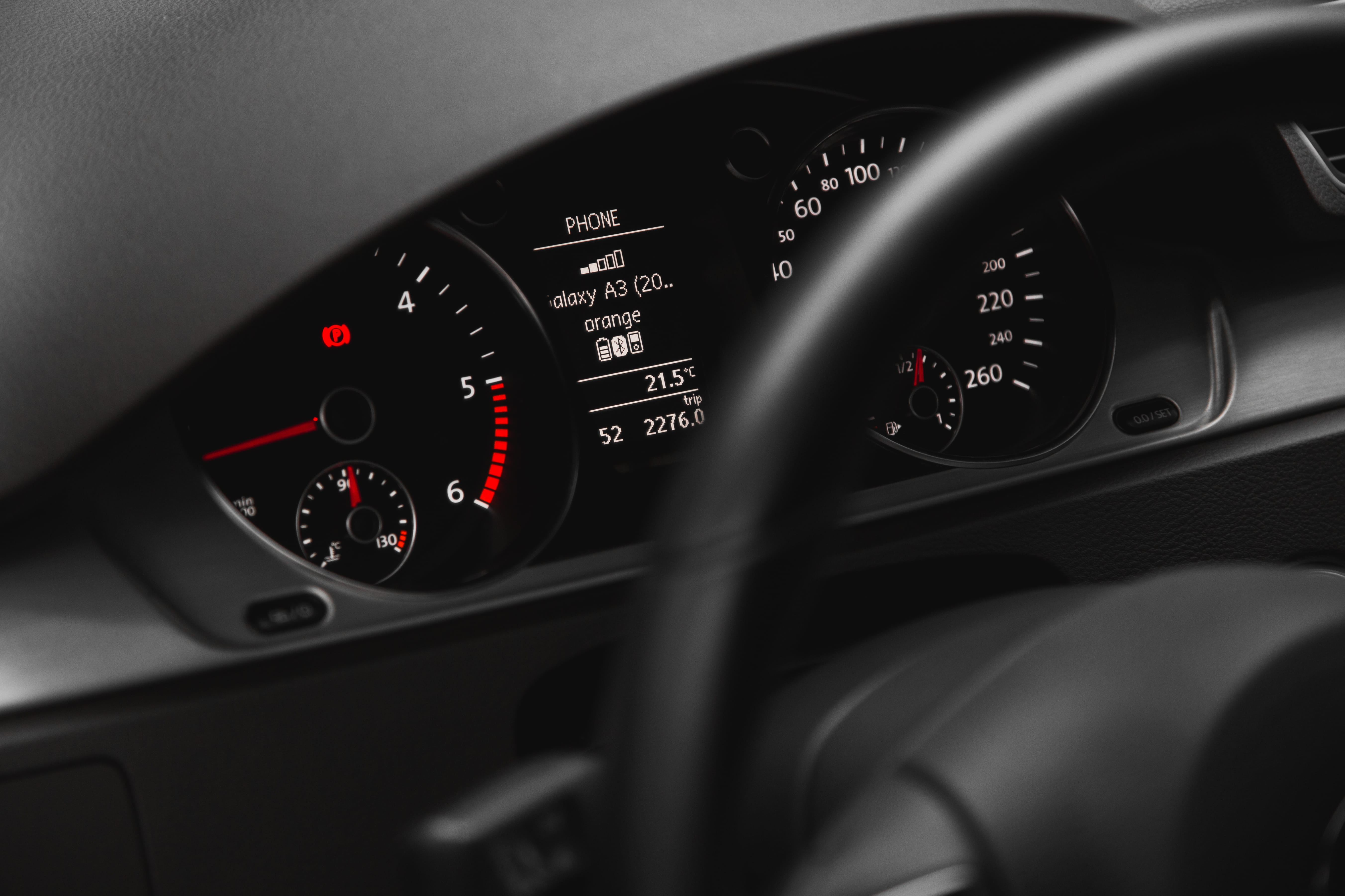 close-up, gauge, vehicle Interior, instrument of Measurement, dashboard, driving, car, transportation, speed, canon, black Color, technology, instrument, HD Wallpaper
