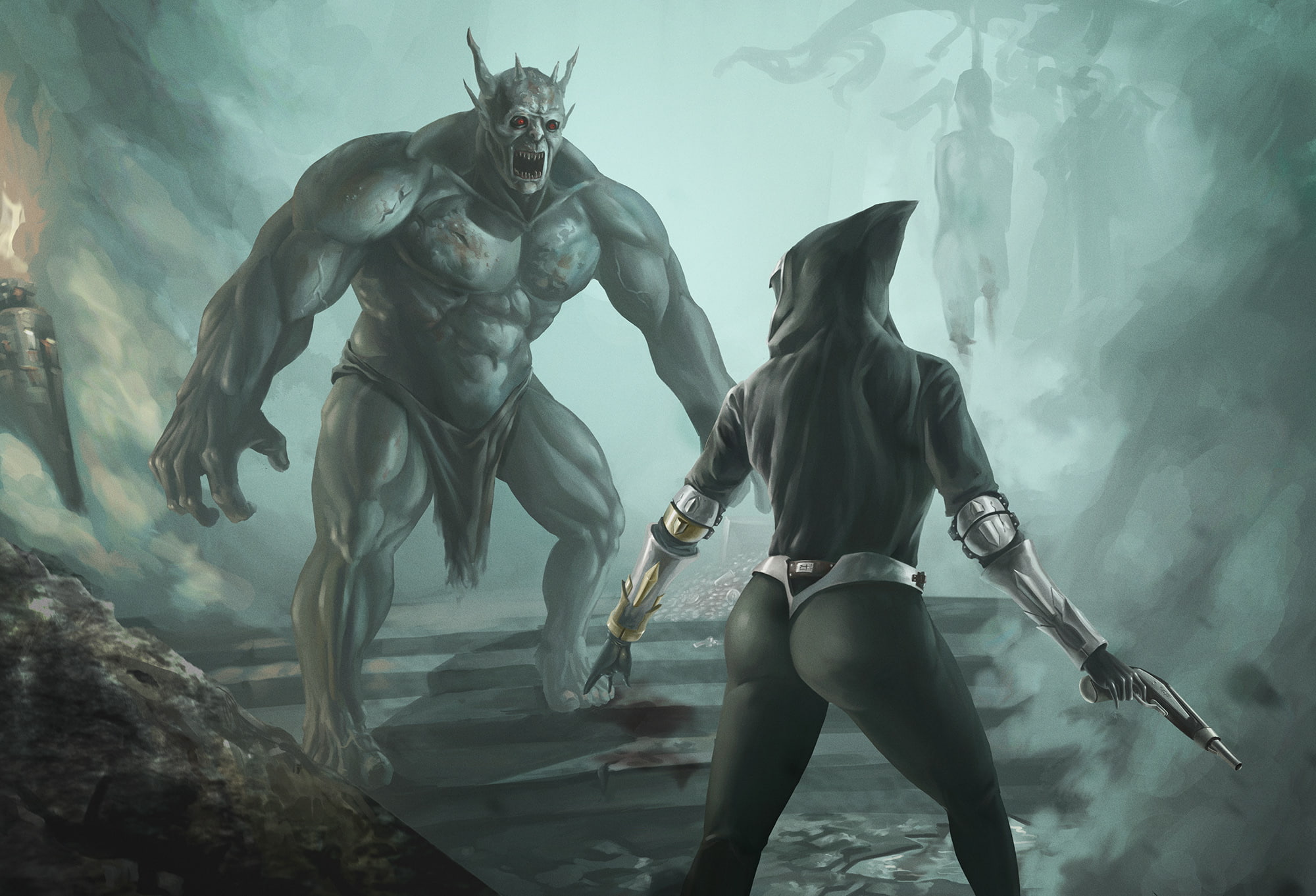 bull, 1080P, strongman, monster, woman, hero, HD Wallpaper