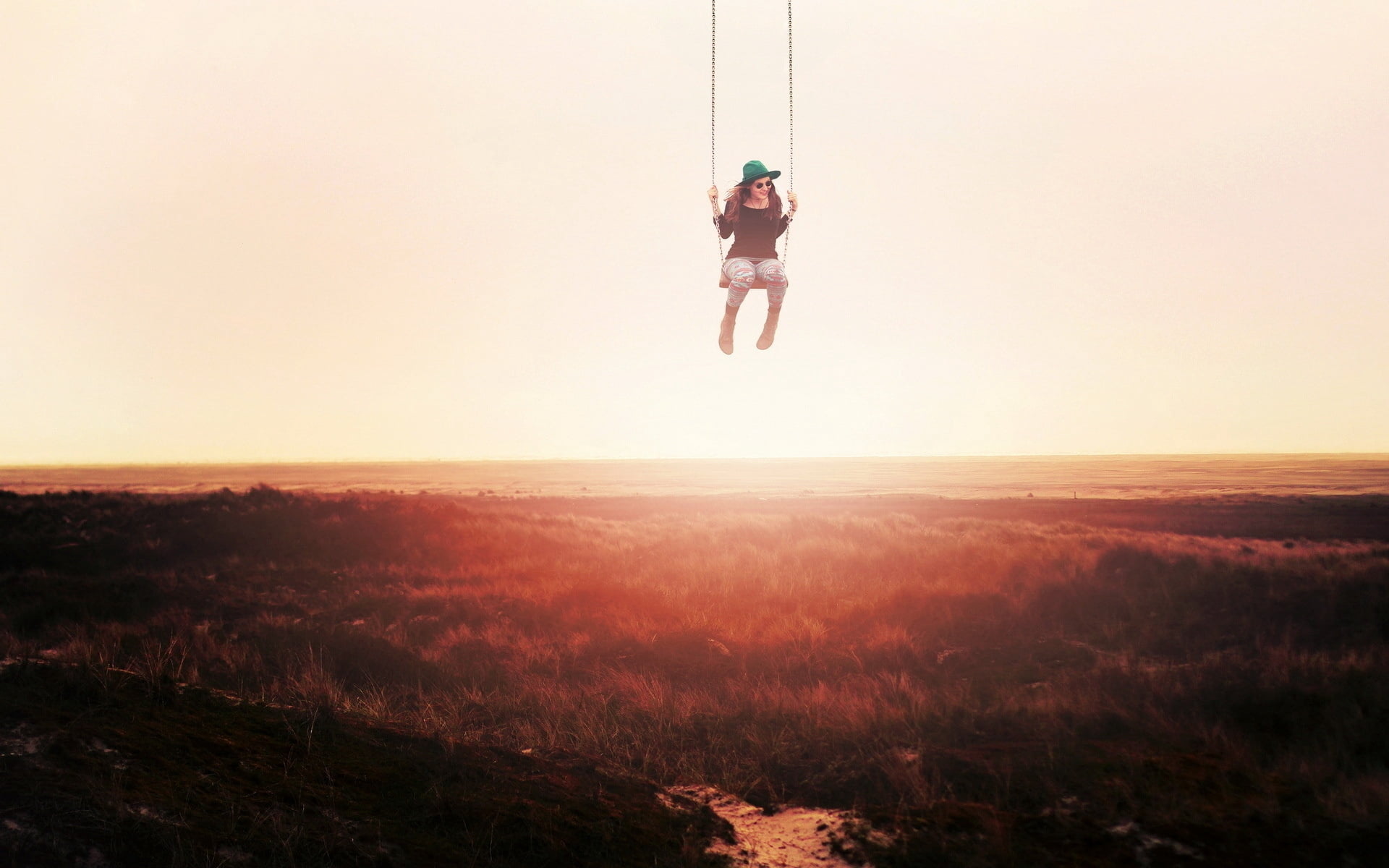 adult, males, people, sunset, freedom, mid-Air, summer, 1080P, strength, swing, running, grass, copy Space, energy, jumping, girl, women, high Up, happiness, HD Wallpaper