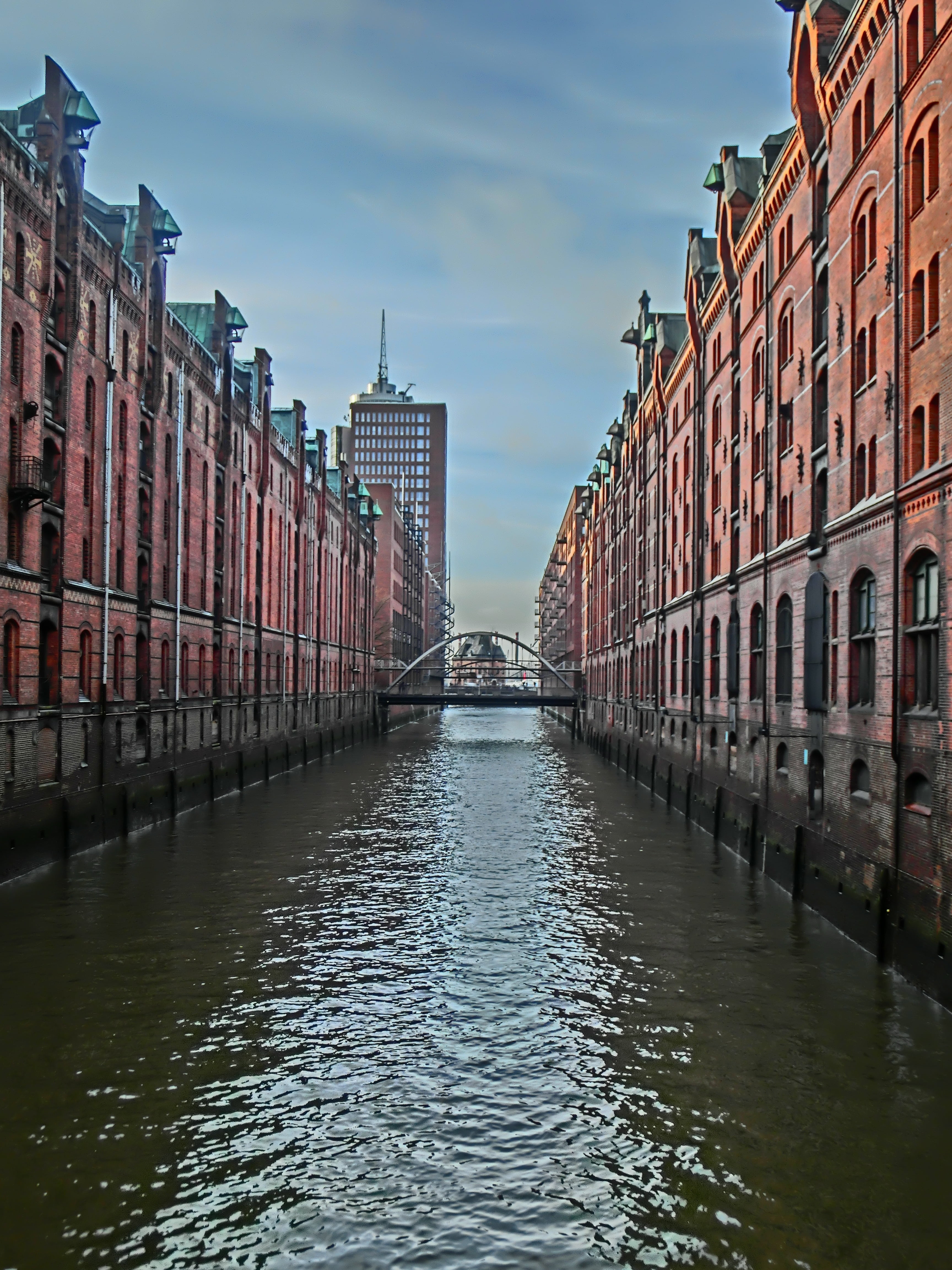 day, outdoors, hamburg, canal, residential district, building exterior, channel, cloud - sky, speicherstadt, warehouse, waterfront, nature, no people, bridge, Phone HD Wallpaper