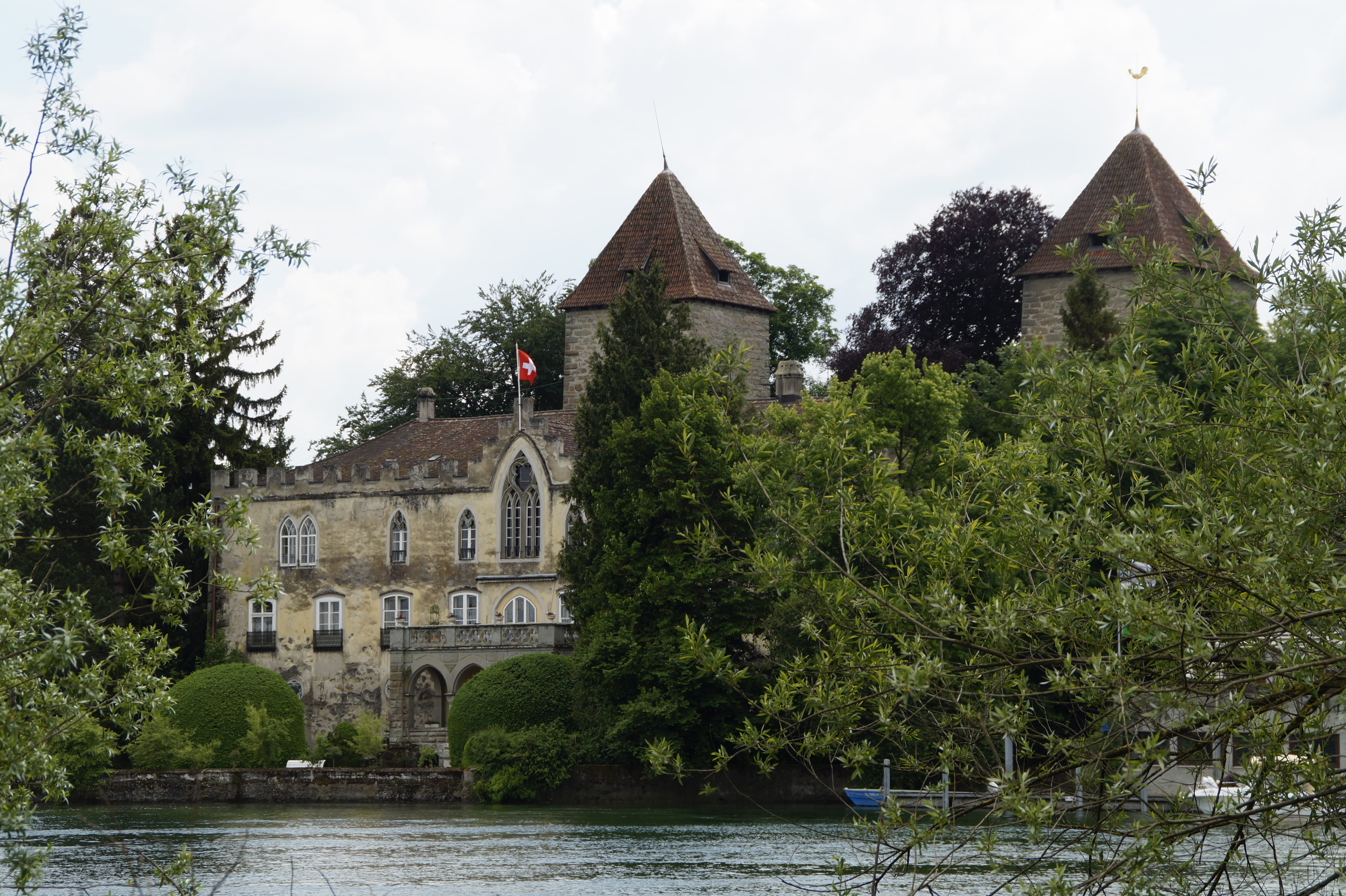 castle, spire, Gottlieben, history, nature, near shore, building, 5K, homes, built structure, bank, outdoors, at the lake, river, day, growth, building exterior, HD Wallpaper
