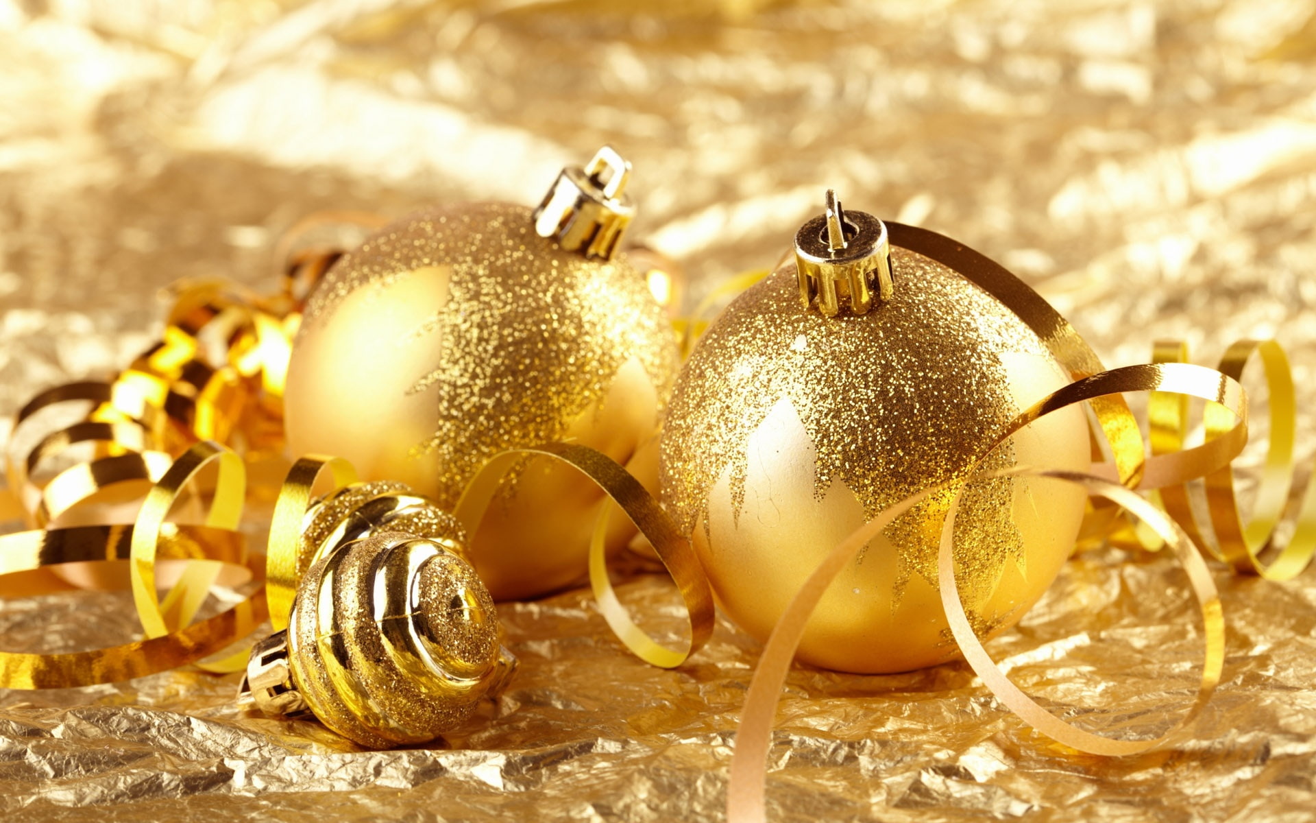 Decoration, 1080P, Christmas, Gold, Ball, Theme, HD Wallpaper