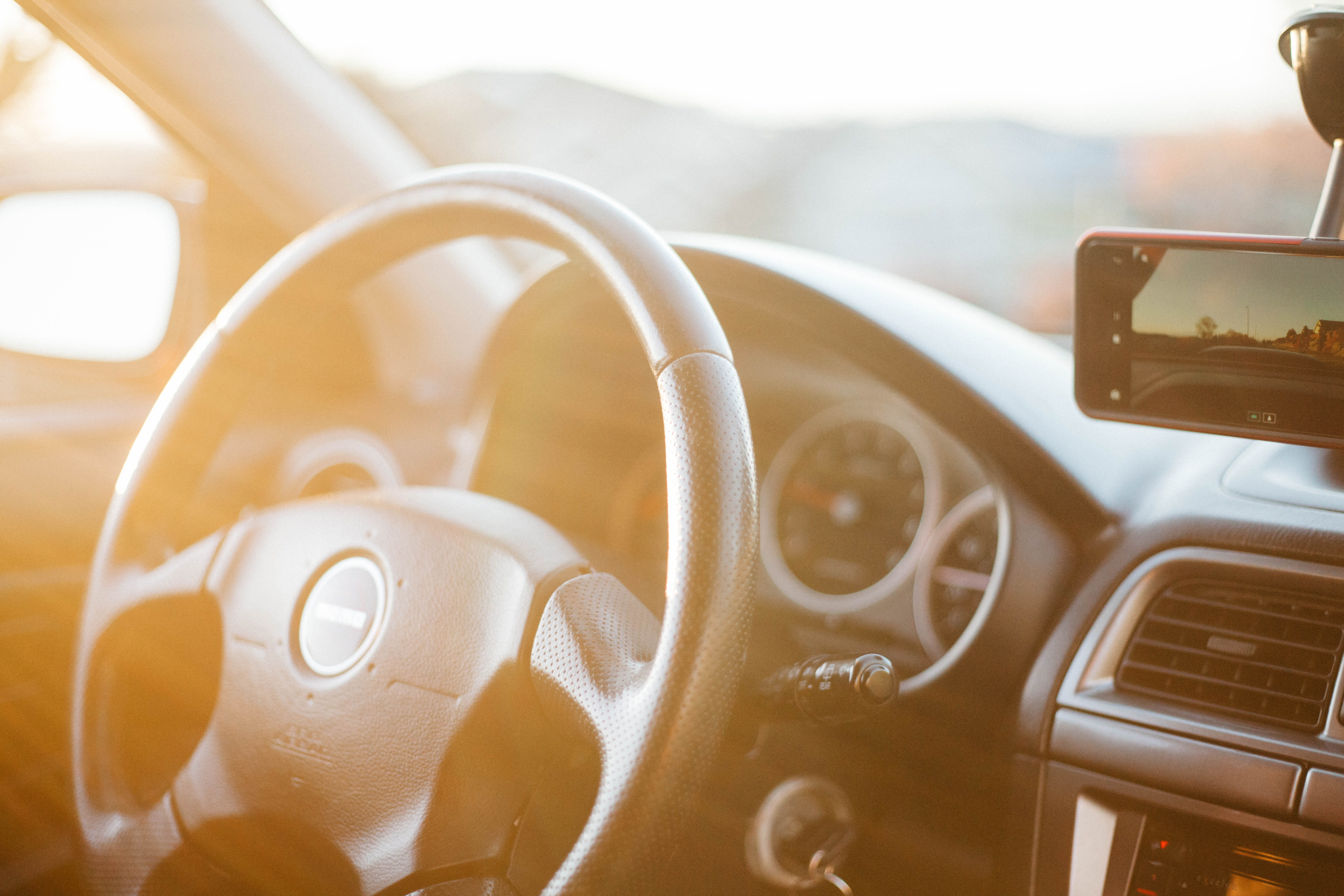 driving, vehicle, steering, daytime, cup, interior, photo, motor vehicle, car, food and drink, travel, no people, rear-View Mirror, retro styled, mode of transportation, HD Wallpaper
