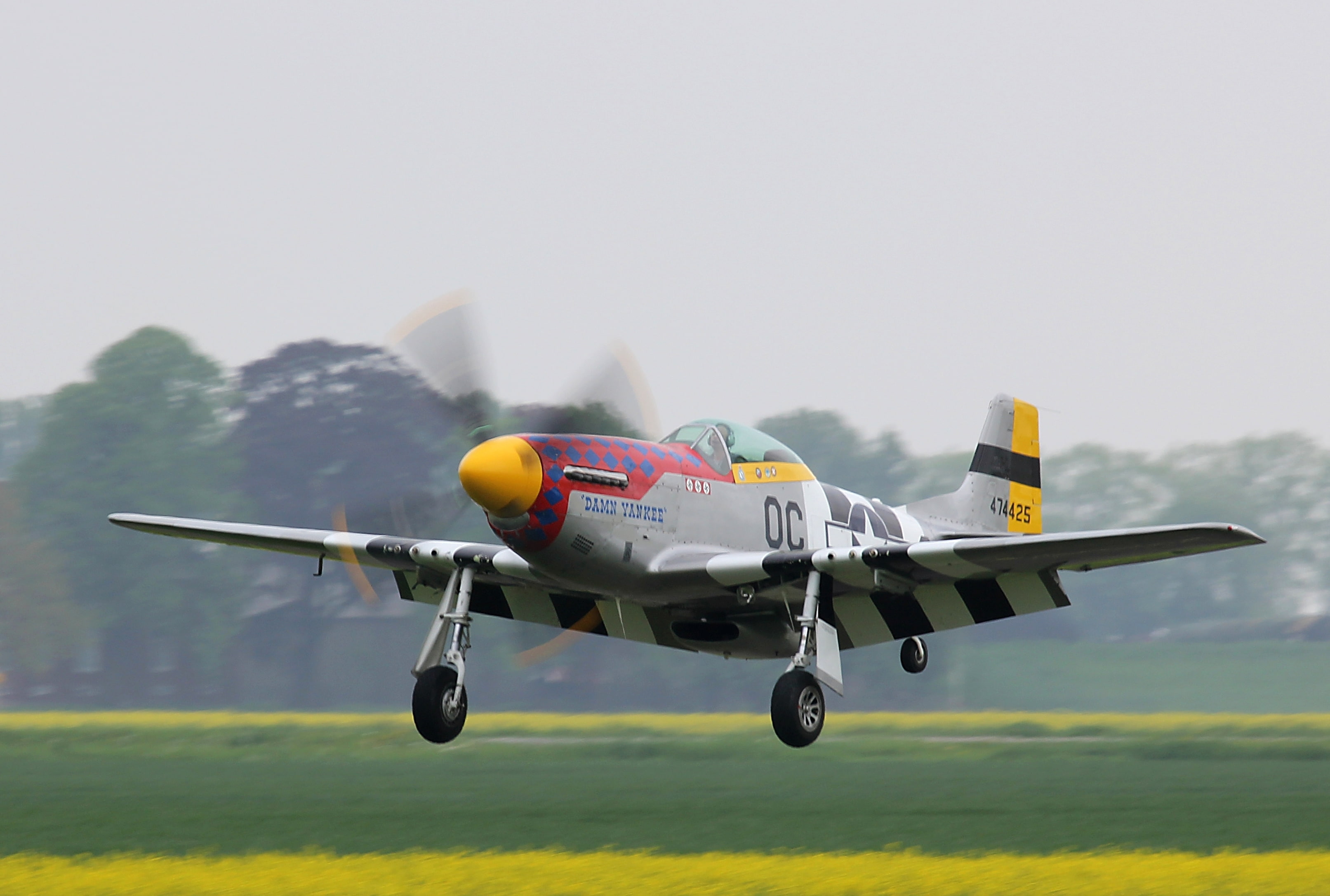 the airfield, WW2, the rise, 2K, «Damn Yankee», American, the plane, fighter, single, North American P-51 Mustang, long-range, HD Wallpaper
