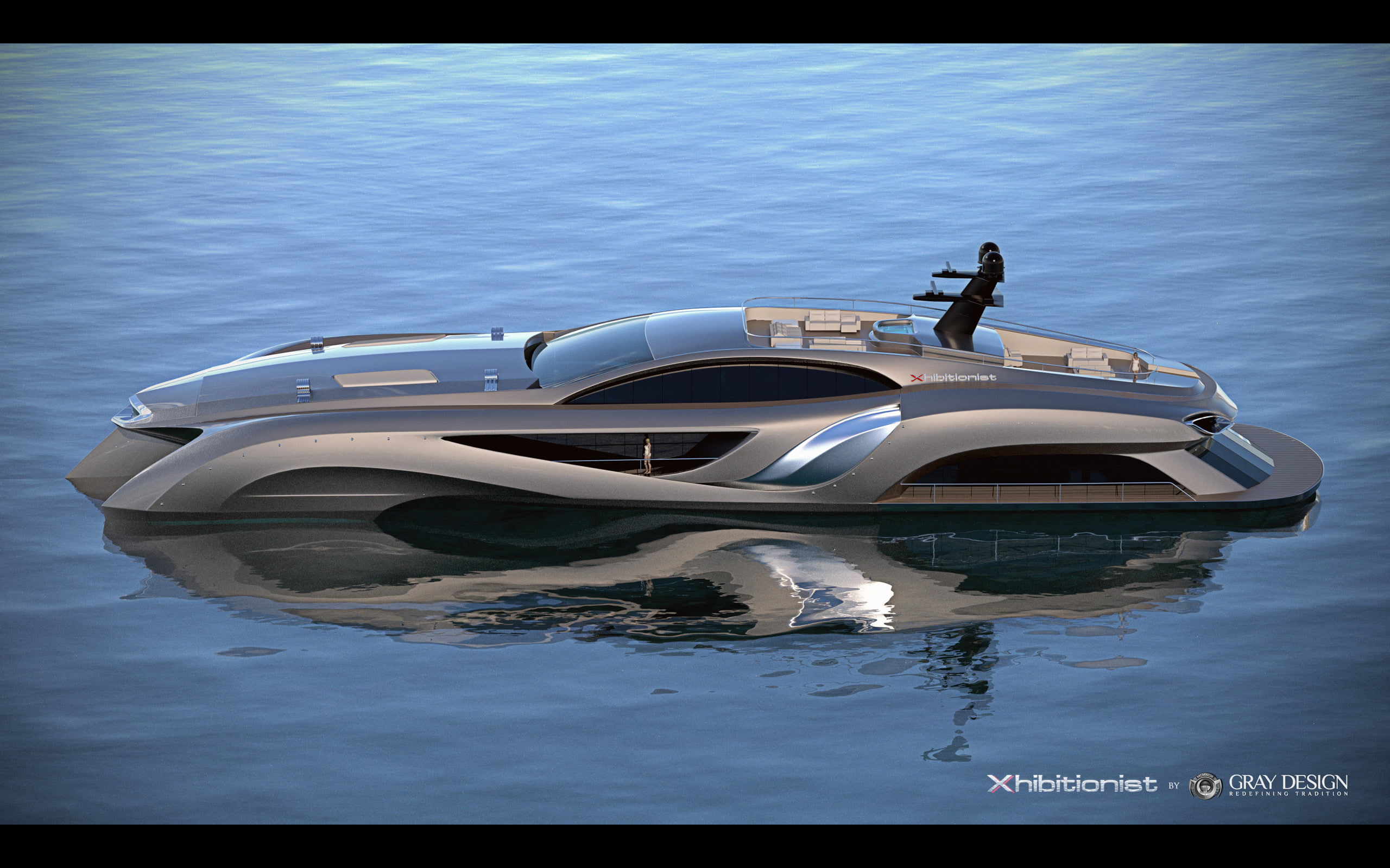 gray, ship, luxury, 2013, concept, yacht, 166, craft, boat, xhibitionist, boats, design, ships, strand, 2K, HD Wallpaper
