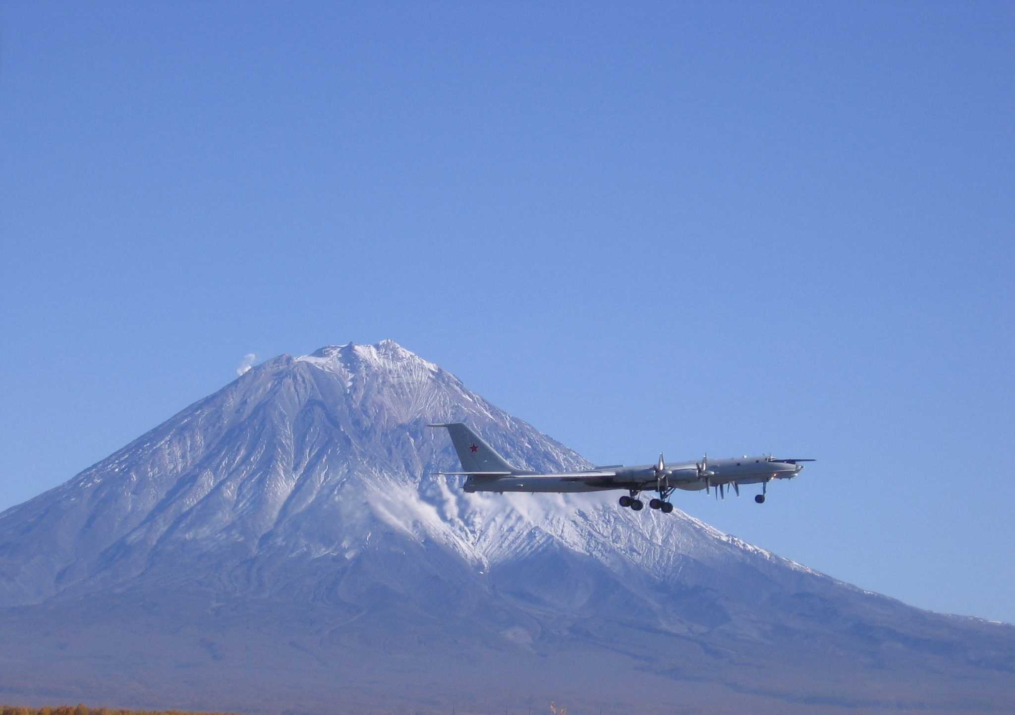 mountain, the sky, Long-range aviation, strategic bomber, Tu-142, the rise, 1080P, HD Wallpaper