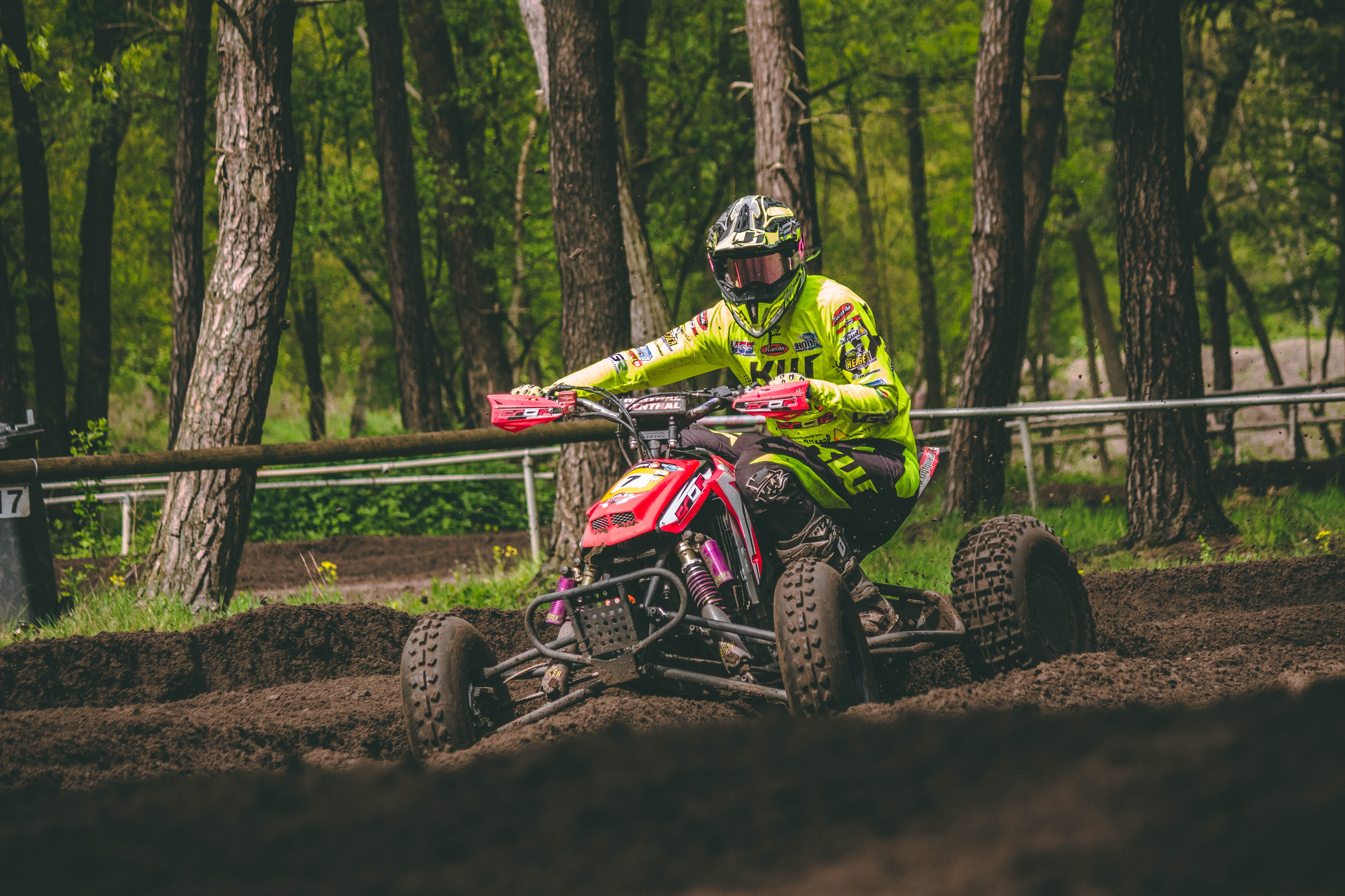 headwear, competition, scooter, transportation, tree trunk, goggles, motorcycle, one person, riding, bench, day, real people, helmet, 5K, sport, plant, HD Wallpaper