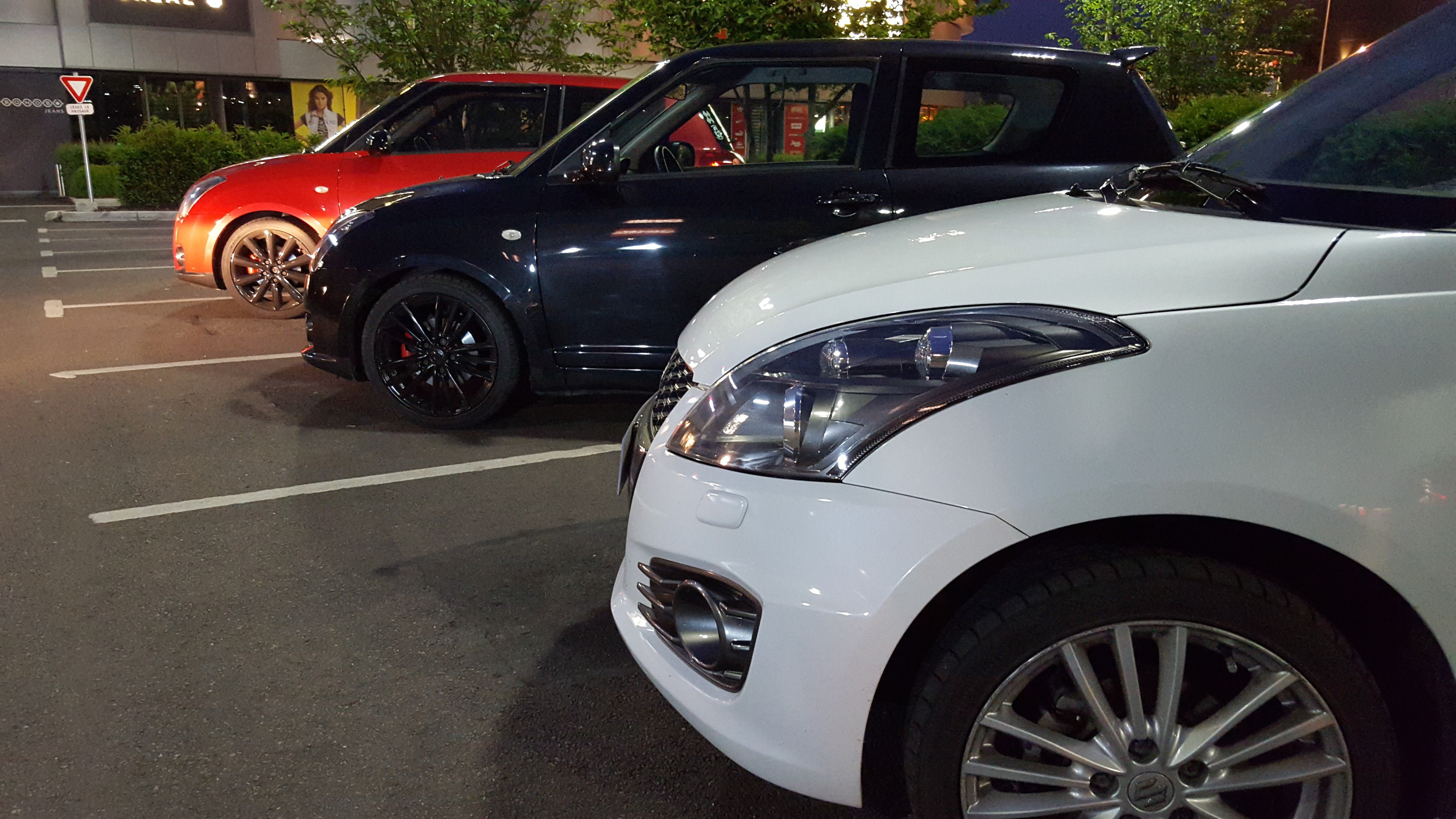 suzuki swift sport, headlight, road, transportation, retail, land vehicle, parking, misfortune, shopping, parking lot, vehicle hood, motor vehicle, front view, HD Wallpaper