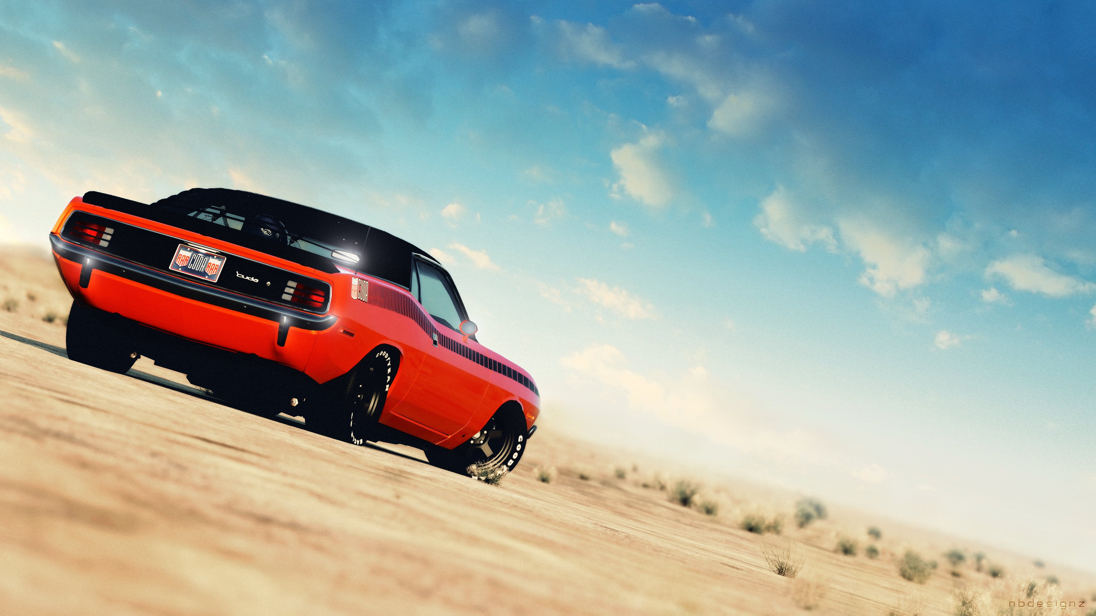 aar, nbdesignz, turismo, barrel, 340, six, cuda, 4K, plymouth, gran, HD Wallpaper