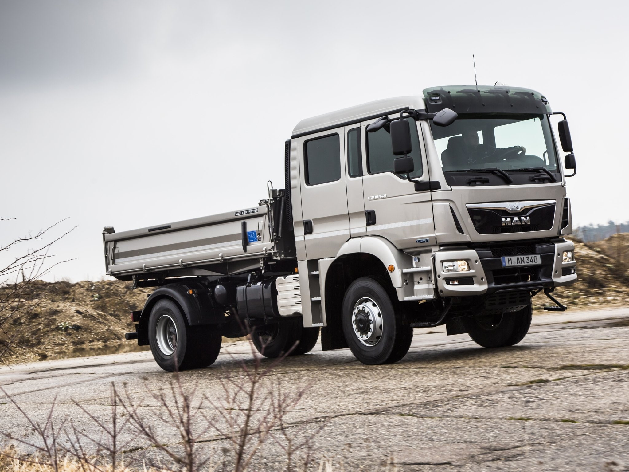 1080P, 18 340, dumptruck, cab, crew, 2012, semi, man, tgm, fak, tractor, meiller kipper, HD Wallpaper