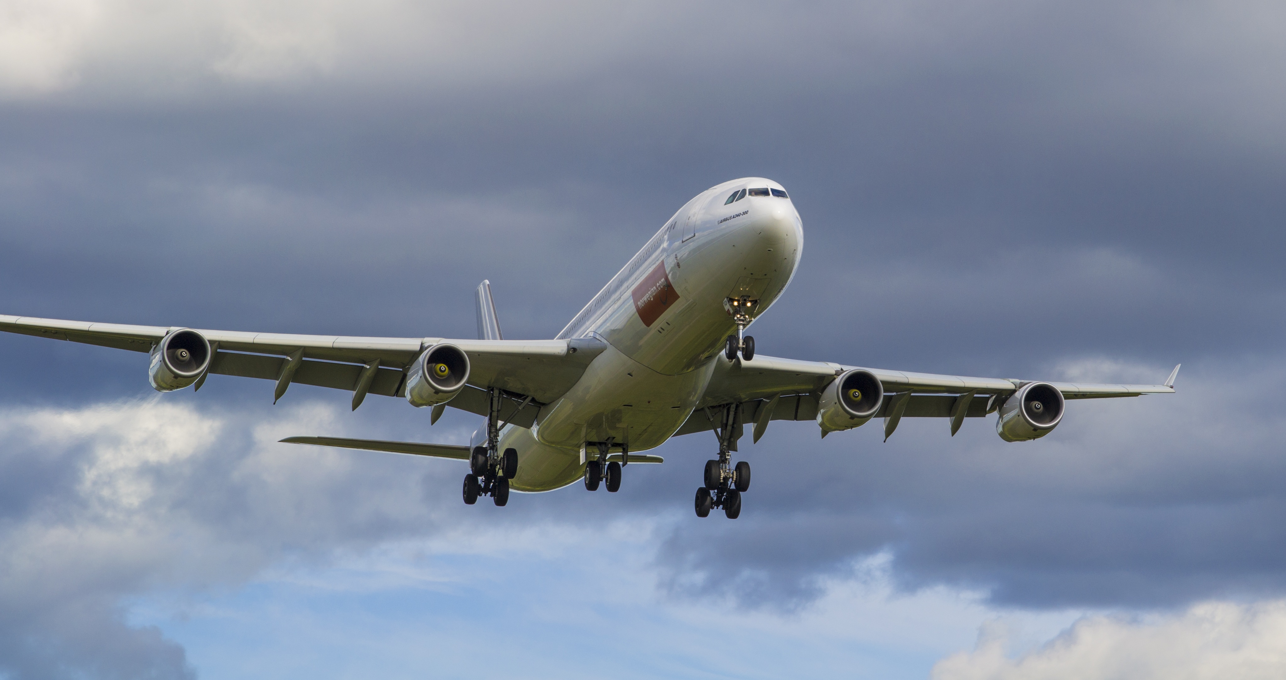 outdoors, mode of Transport, mid-air, flying, nature, airbus 340, aerospace industry, flight, aircraft, business travel, air Vehicle, cloud, norwegian, HD Wallpaper